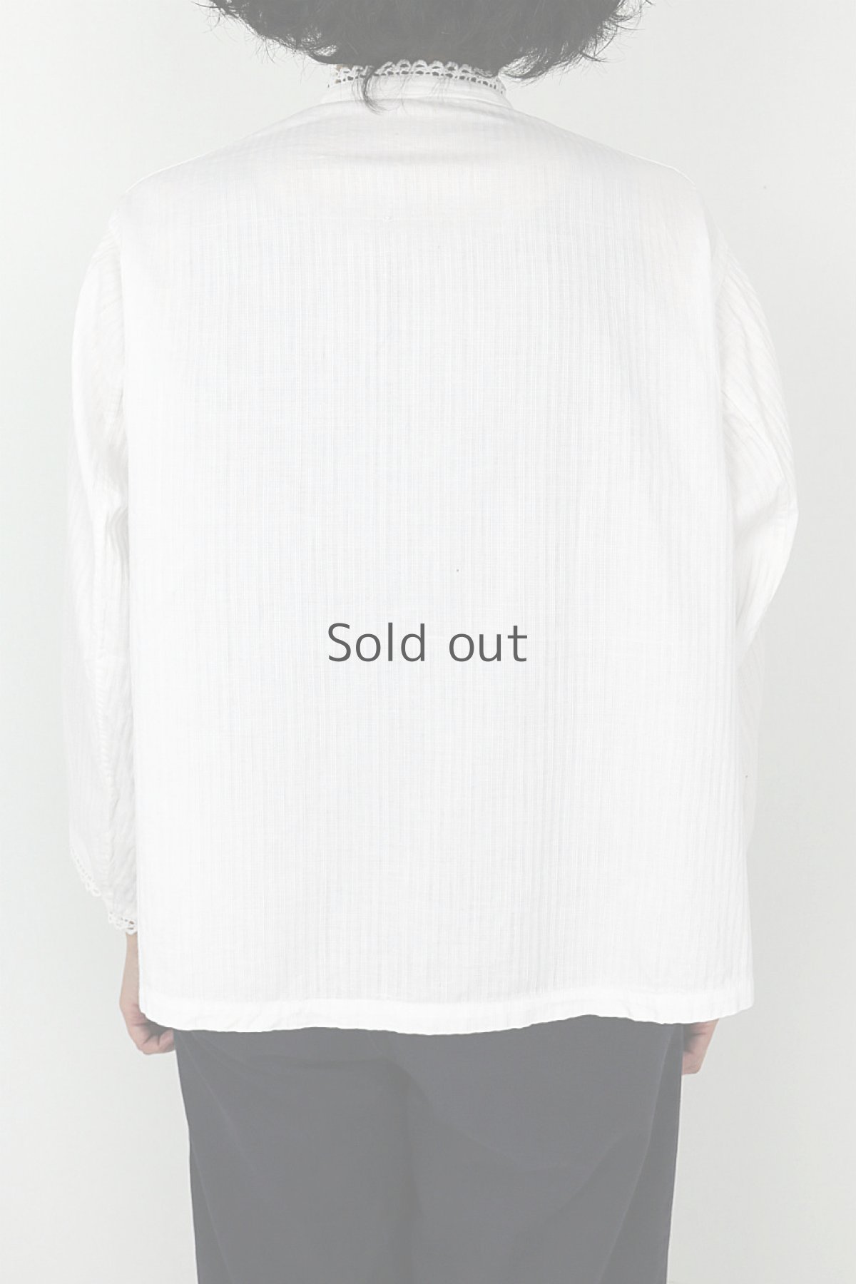 画像4: 【フランス】アンティークコットン　クラシック　長袖ホワイトブラウス(イニシャルMM) (4)