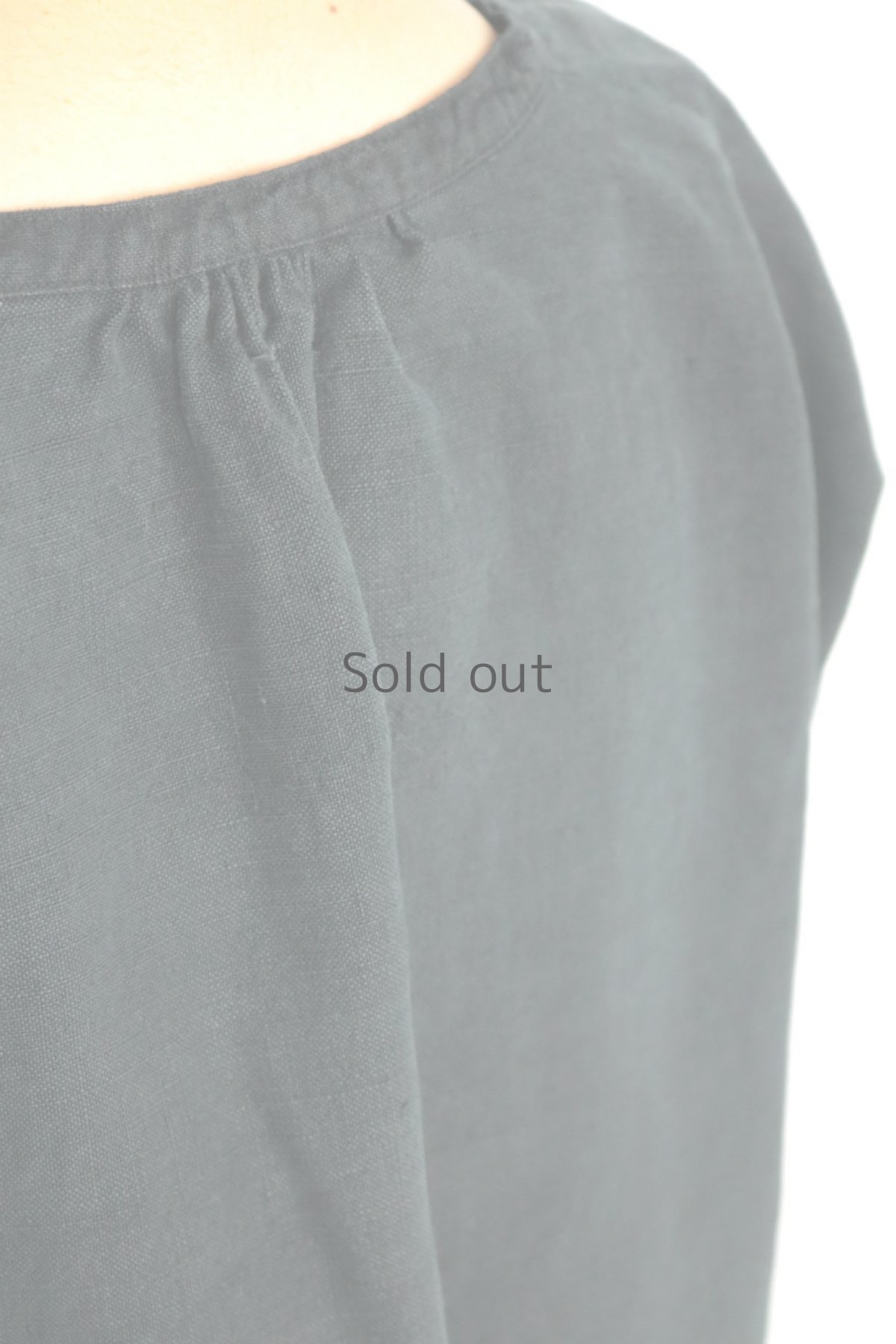 画像10: 【ドイツ】アンティークリネン×染　七分袖ヘンリーネックワンピース（黒） (10)