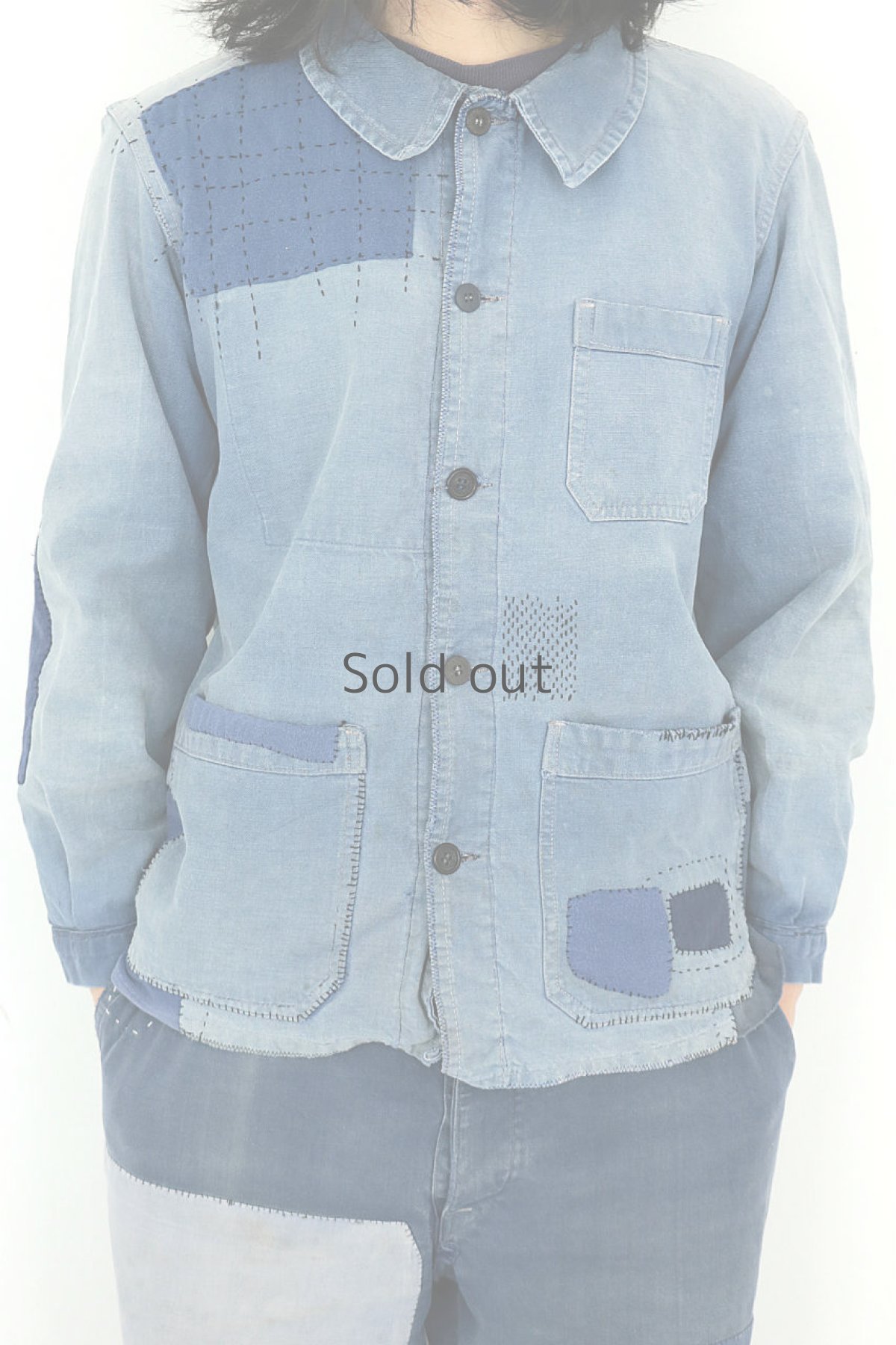 画像2: 【MITSUGU SASAKI】ビンテージリメイク　パッチワーク　ワークジャケット（リペア） (2)