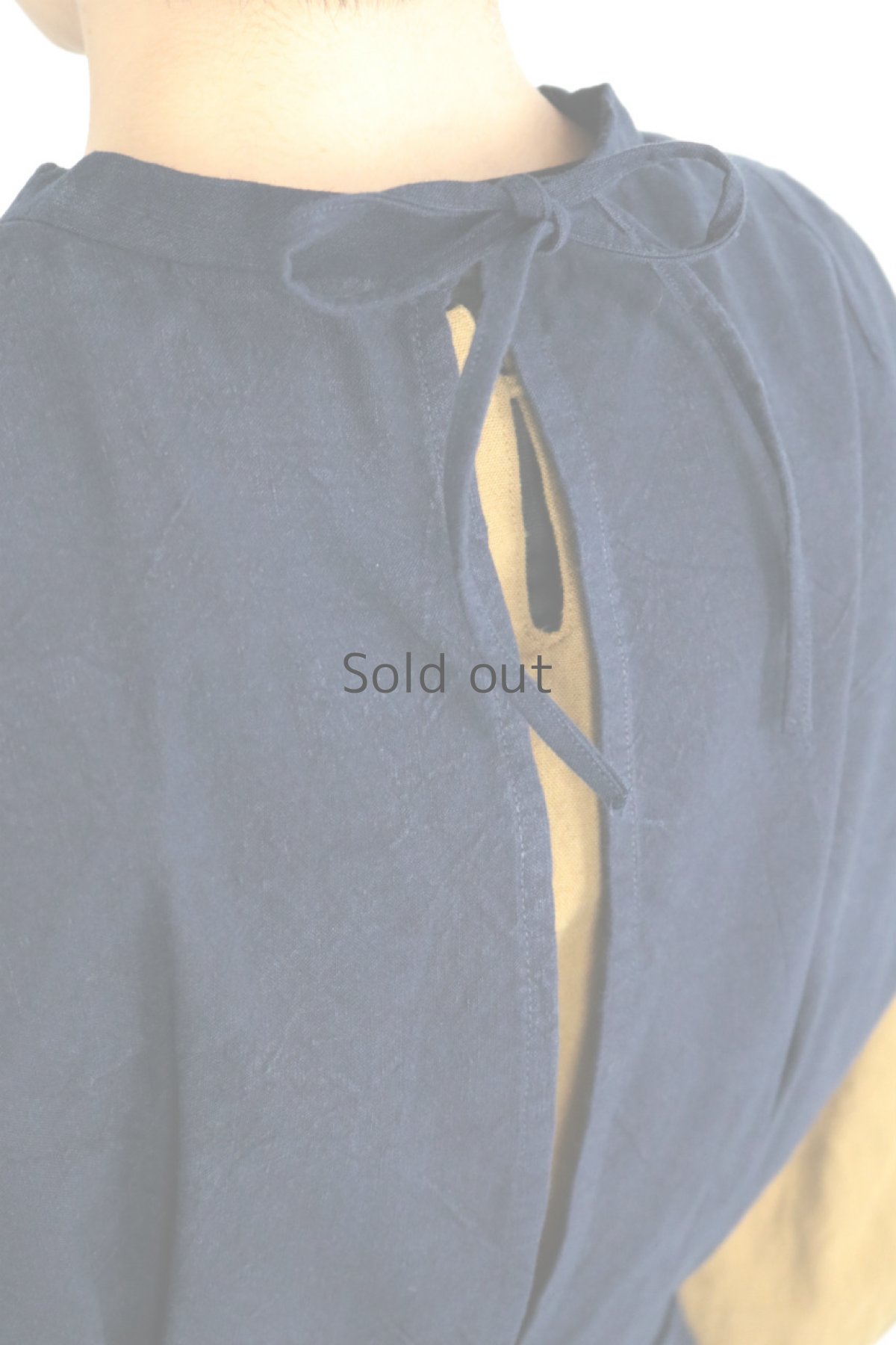 画像10: 【ササキチホ】アンティークリネン×染め　メディカルラップドレス（紺） (10)