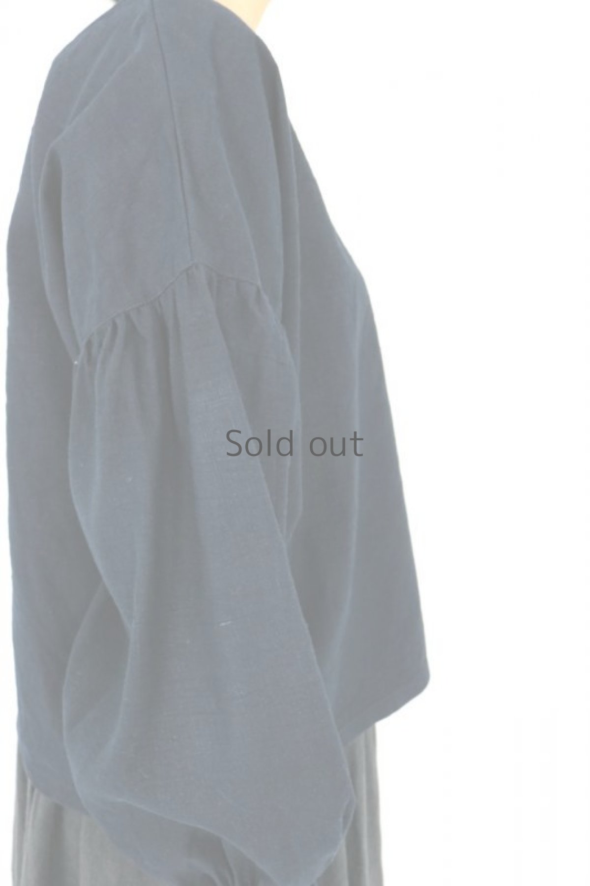 画像8: 【ササキチホ】アンティークリネン×染　バルーン袖ロングカフスブラウス（紺色） (8)