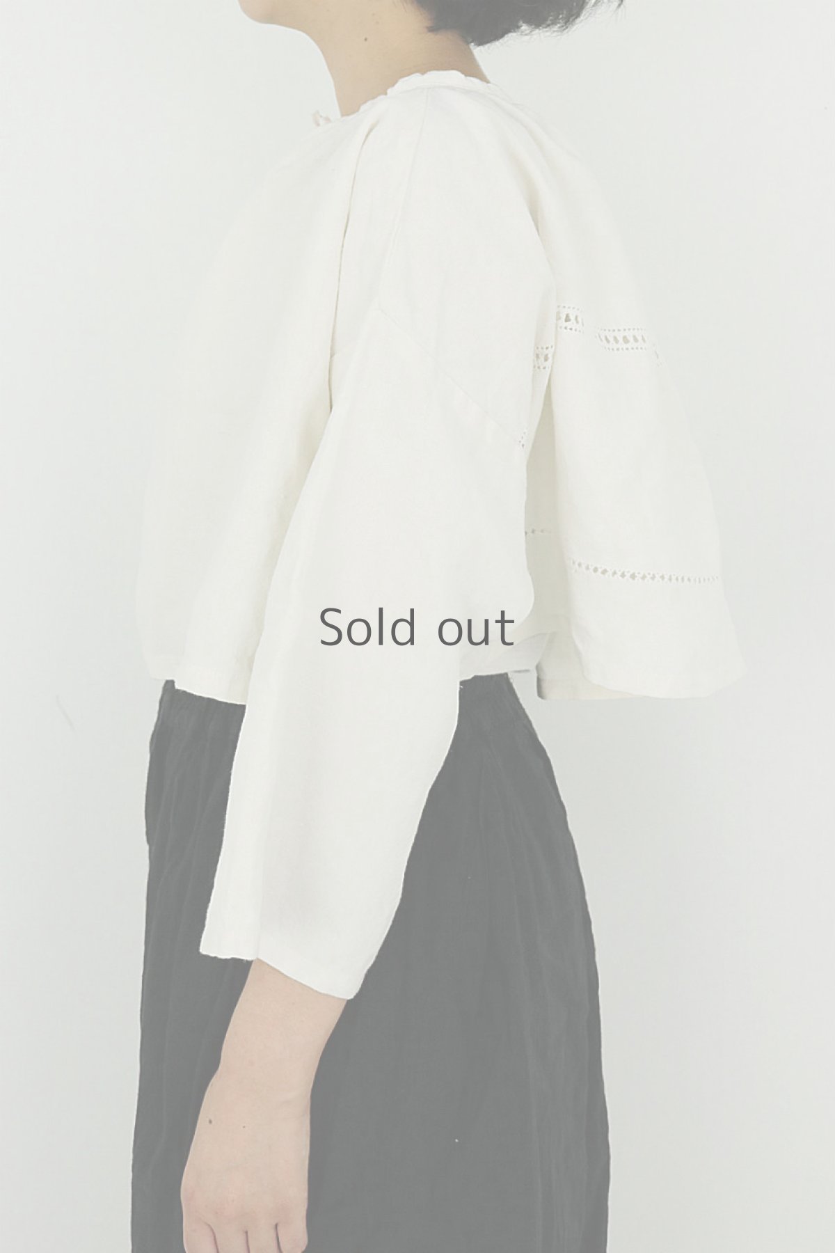 画像3: 【ササキチホ】アンティークリネン　聖歌隊のショートスモック（白色） (3)