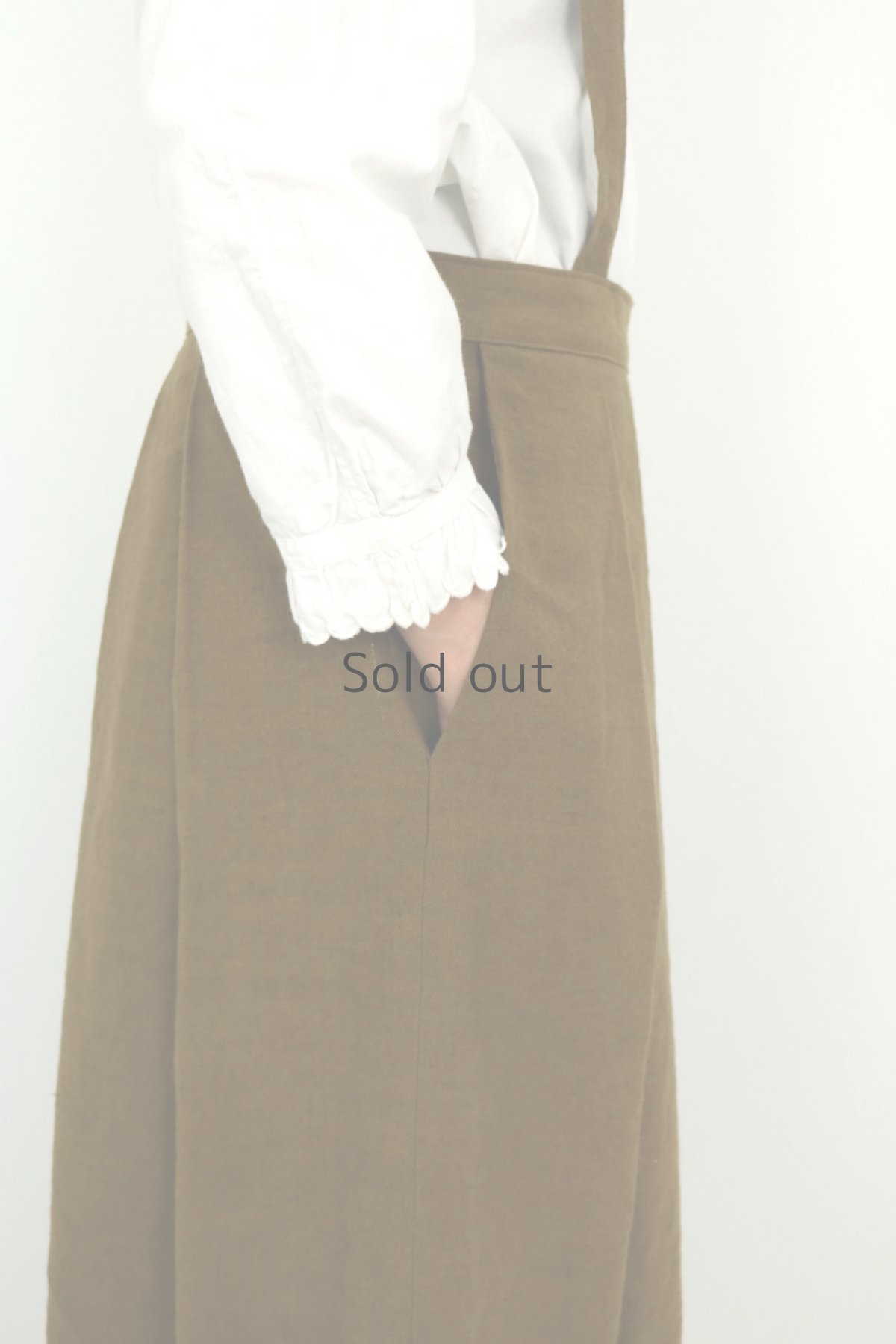 画像8: 【ササキチホ】アンティークリネン×染め　ジャンパーロングスカート（茶色） (8)