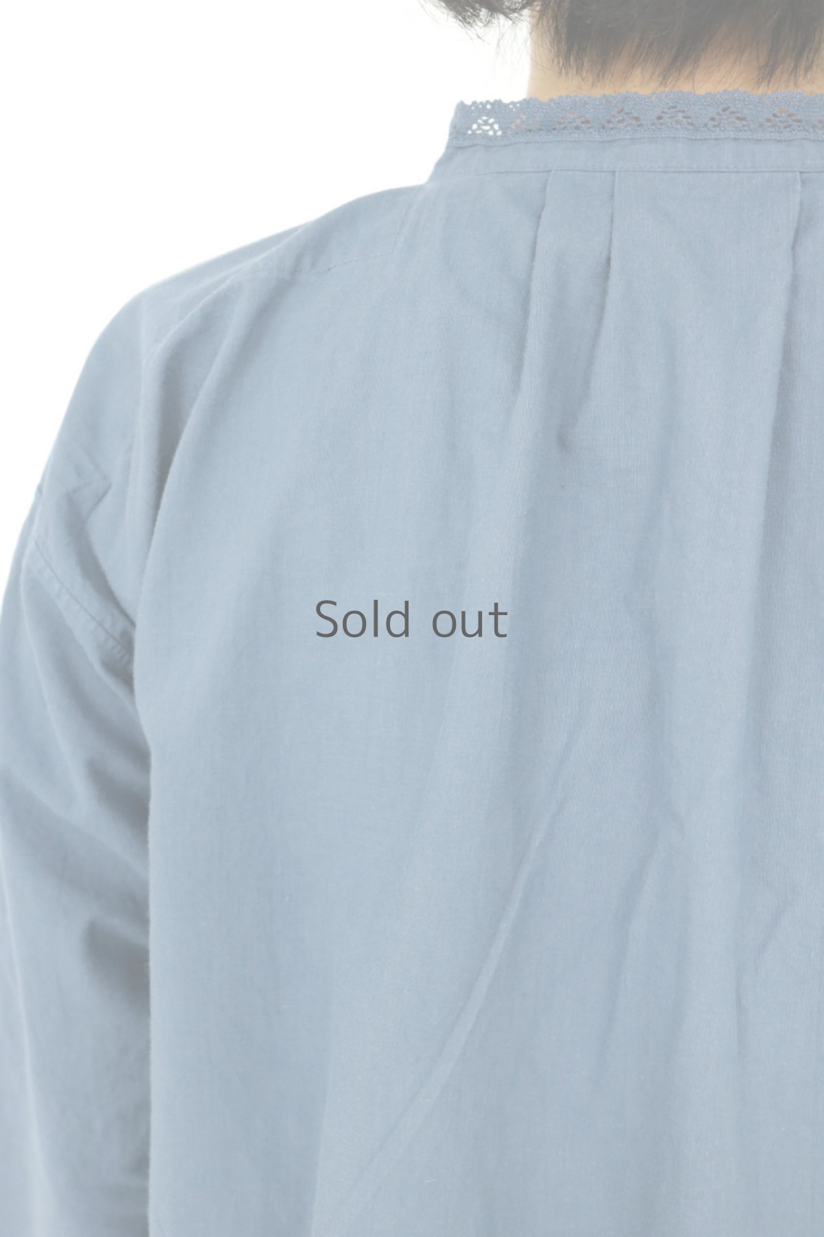 画像10: 【ドイツ】アンティークコットン×染　ハンパ丈　ヘンリーネックワンピース（ブルーグレー） (10)