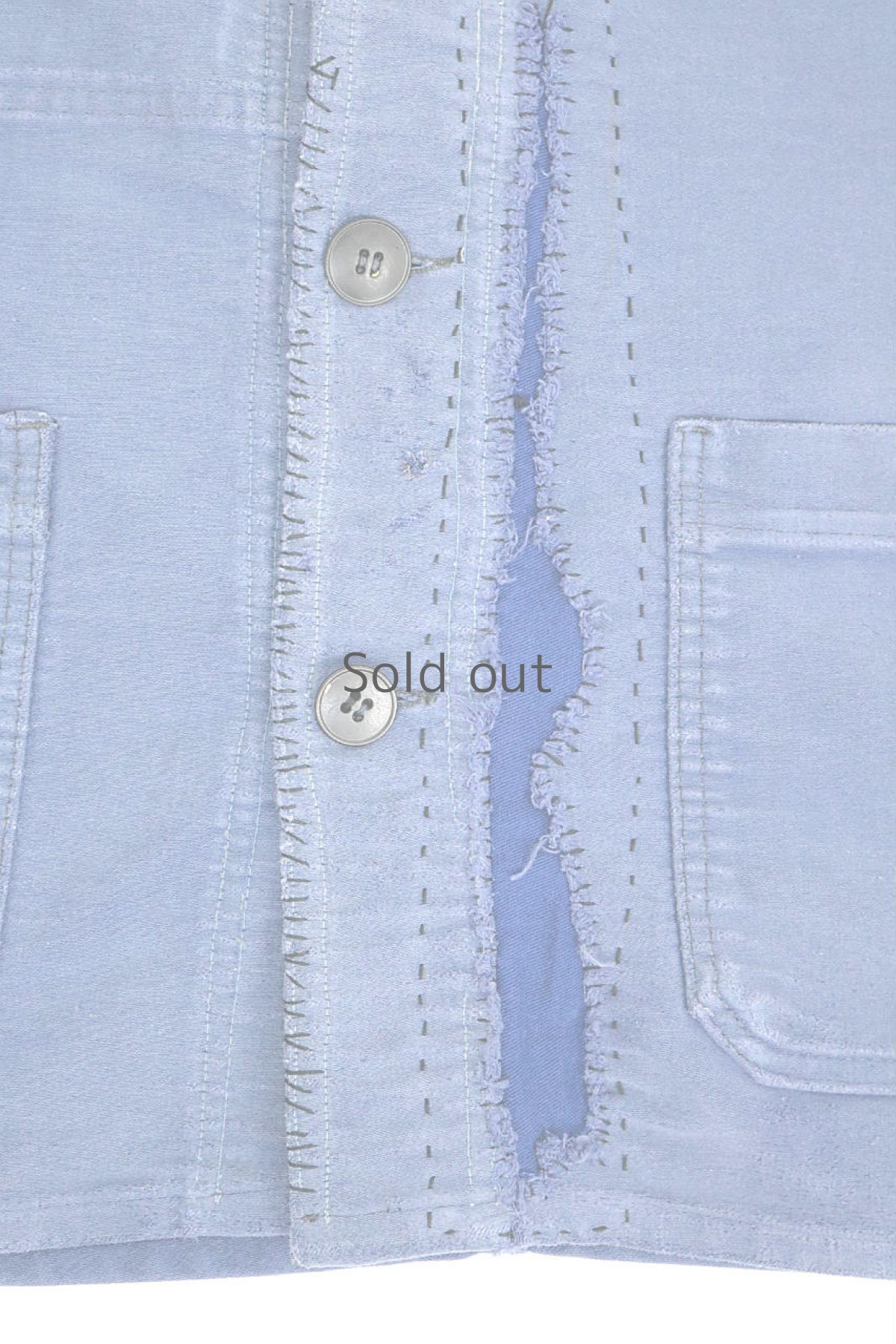 画像3: 【フランス】1960年代　ブルーモールスキンコットン　ワークジャケット（ハンドリペア） (3)