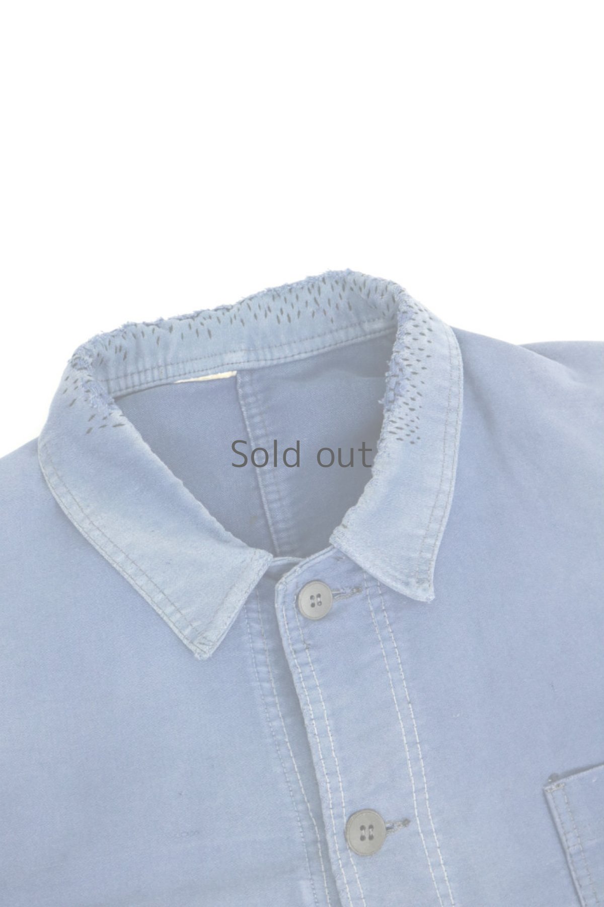 画像2: 【フランス】1960年代　ブルーモールスキンコットン　ワークジャケット（ハンドリペア） (2)