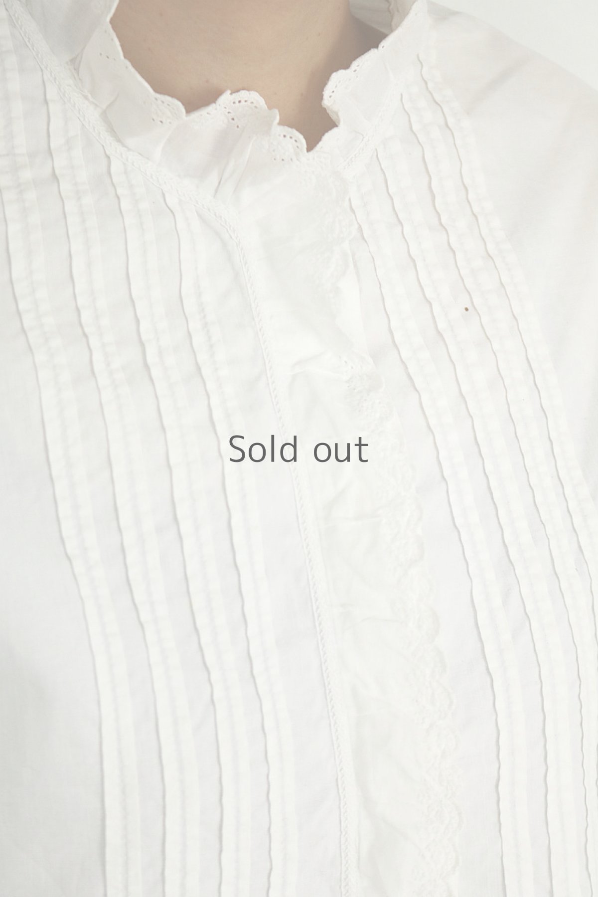 画像5: 【フランス】アンティークコットン　クラシック　七分袖ホワイトブラウス(フリル襟) (5)