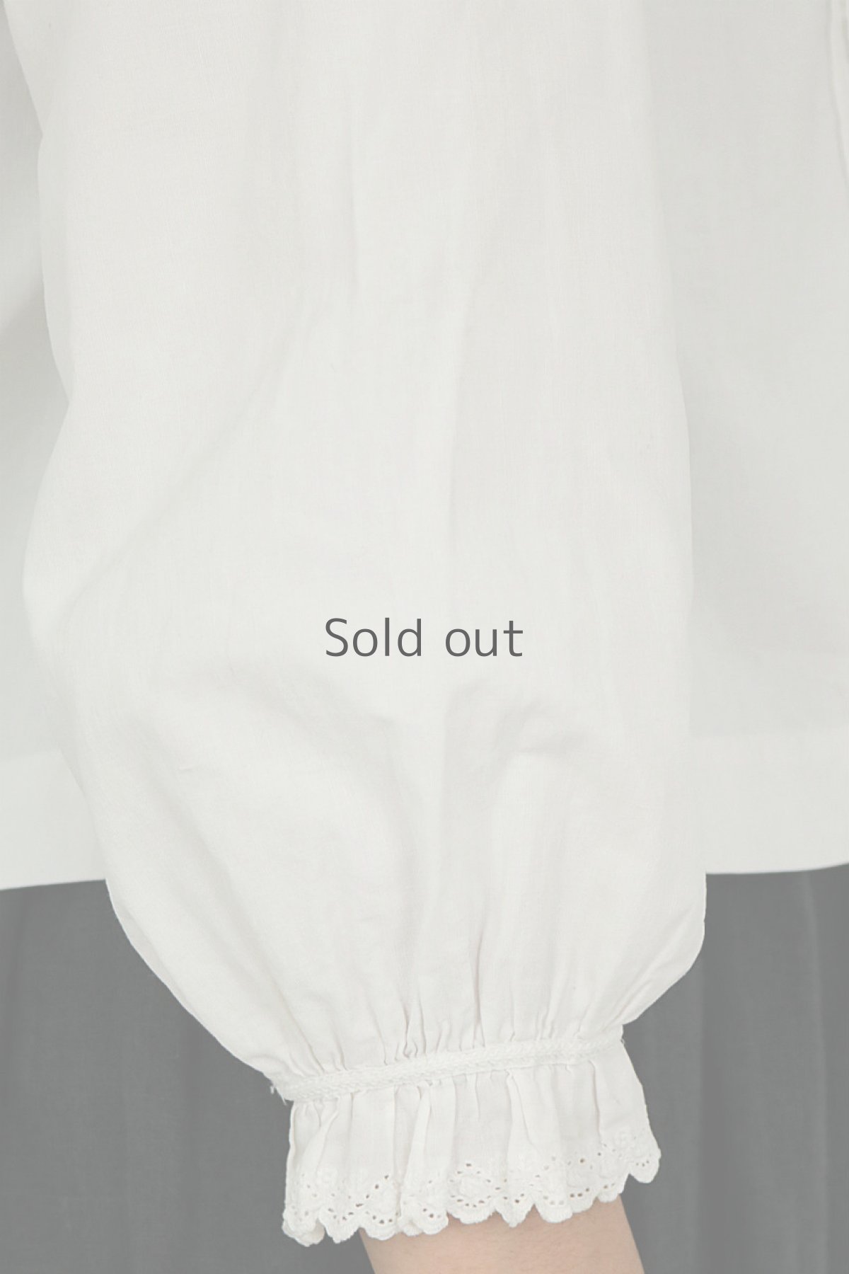 画像10: 【フランス】アンティークコットン　クラシック　七分袖ホワイトブラウス(フリル襟) (10)