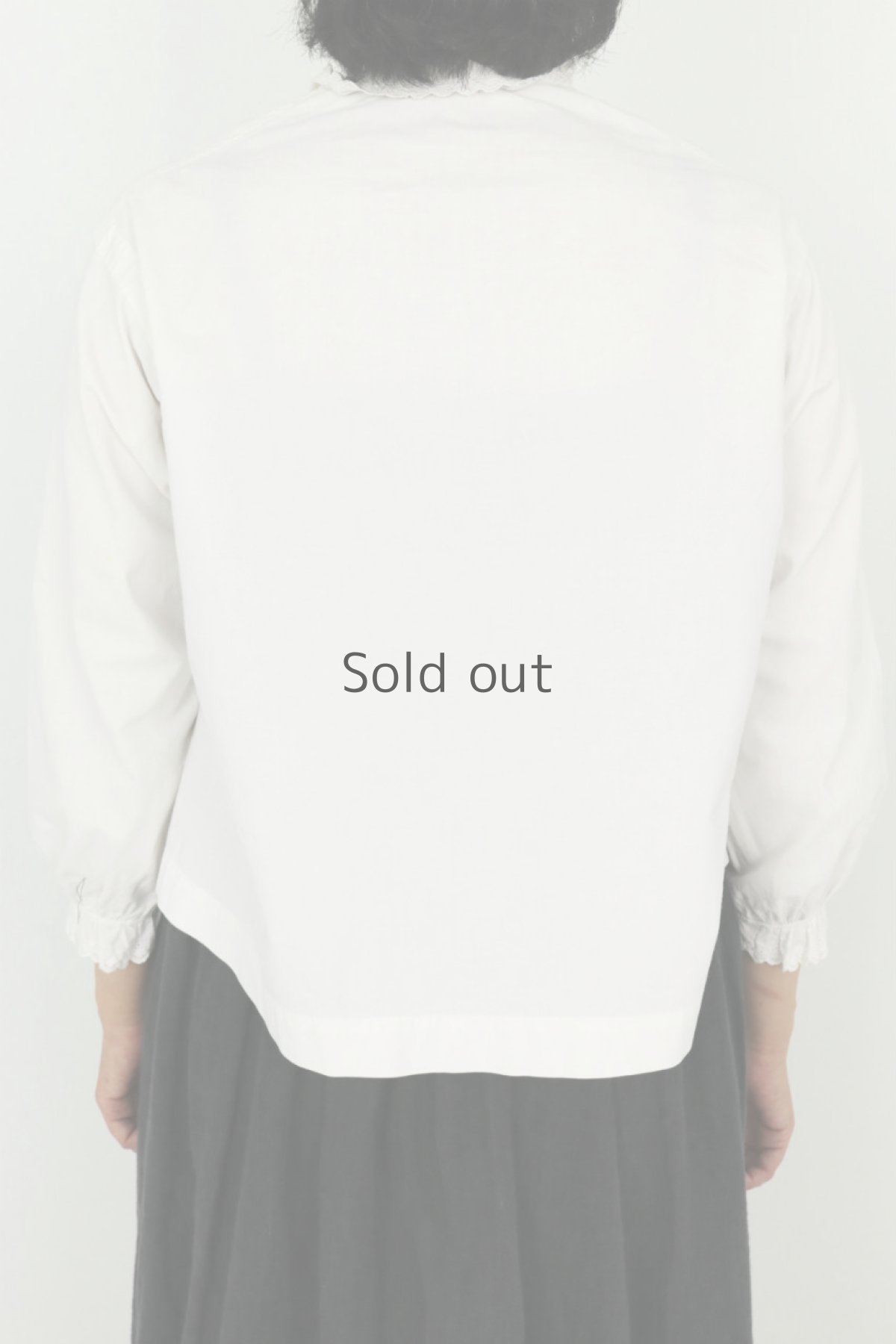 画像4: 【フランス】アンティークコットン　クラシック　七分袖ホワイトブラウス(フリル襟) (4)