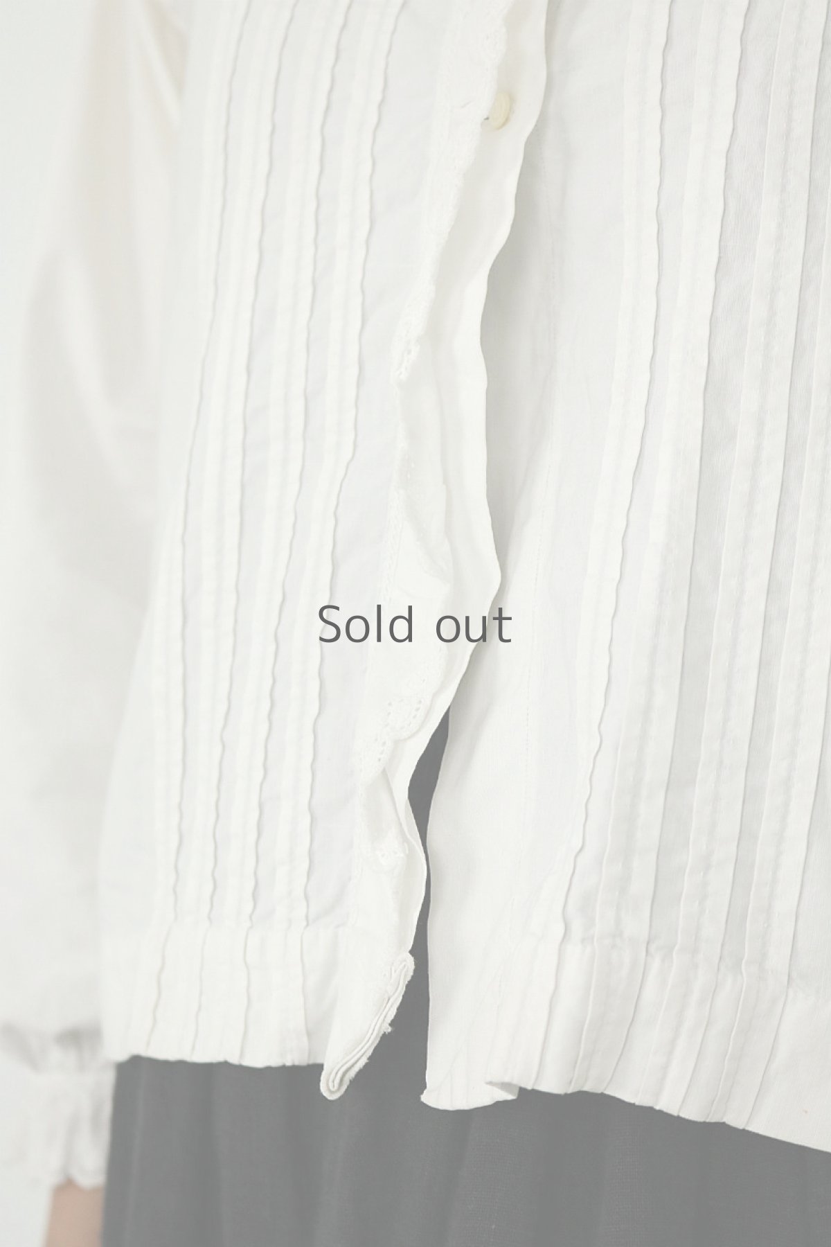 画像8: 【フランス】アンティークコットン　クラシック　七分袖ホワイトブラウス(フリル襟) (8)