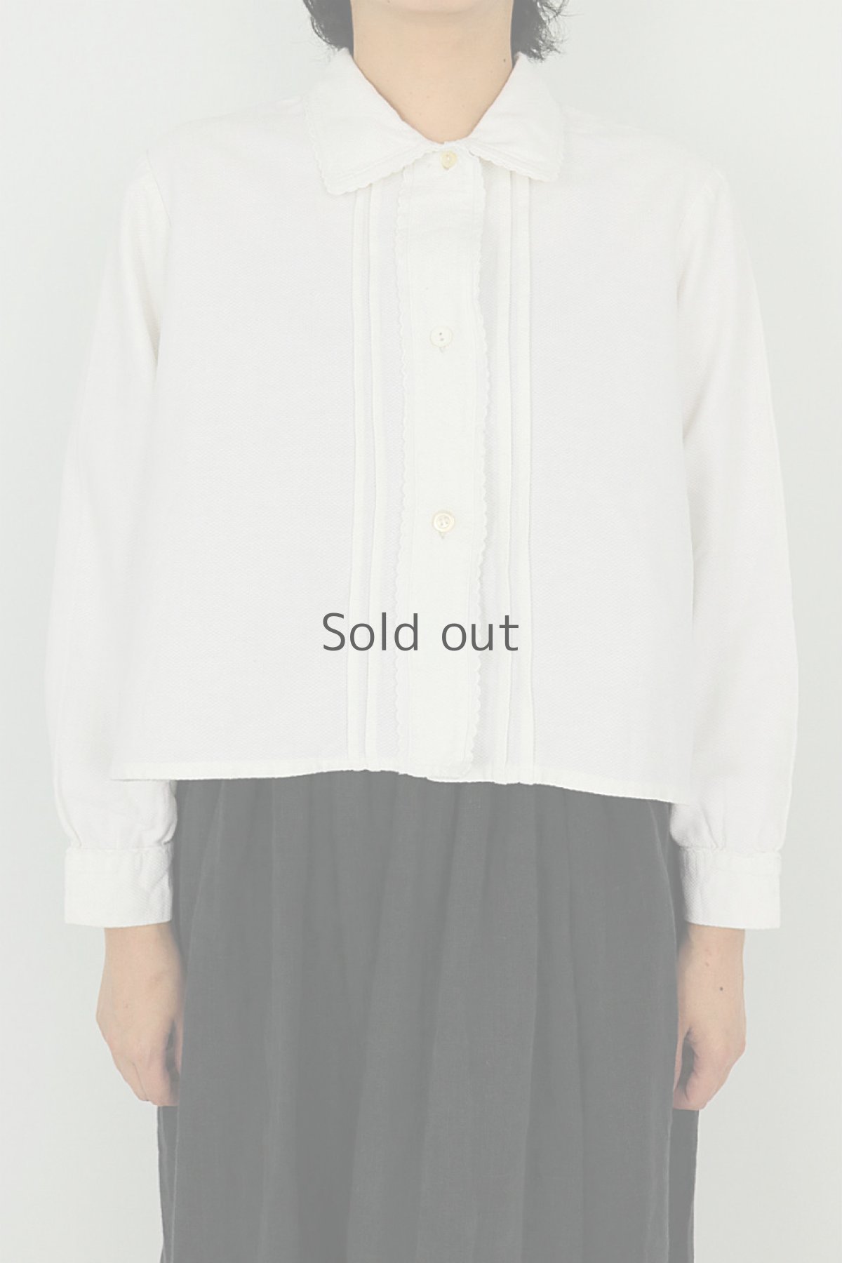 画像2: 【フランス】アンティークコットン　クラシック　長袖ホワイトブラウス(裏起毛コットン) (2)