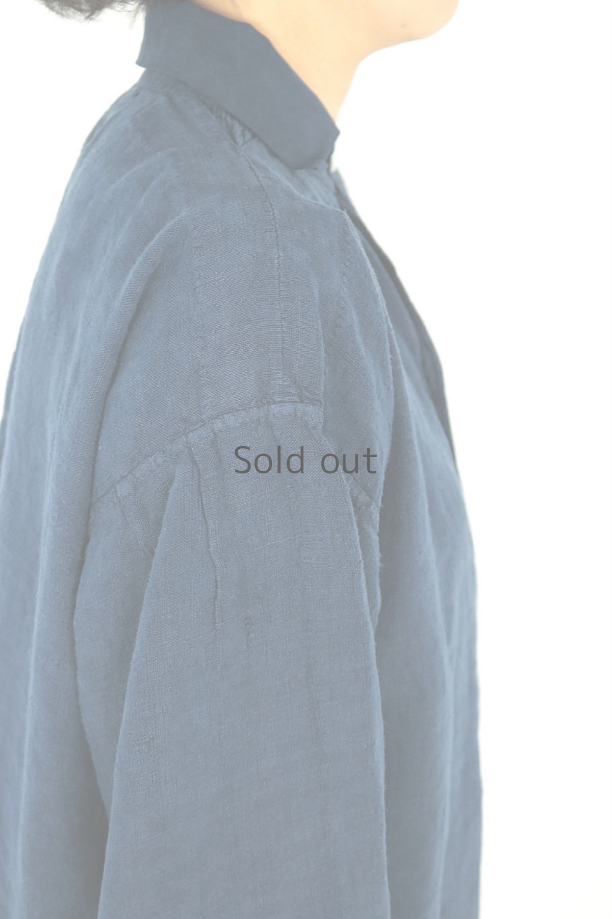 画像8: 【フランス】アンティークリネン×染　プルオーバーシャツ（紺） (8)