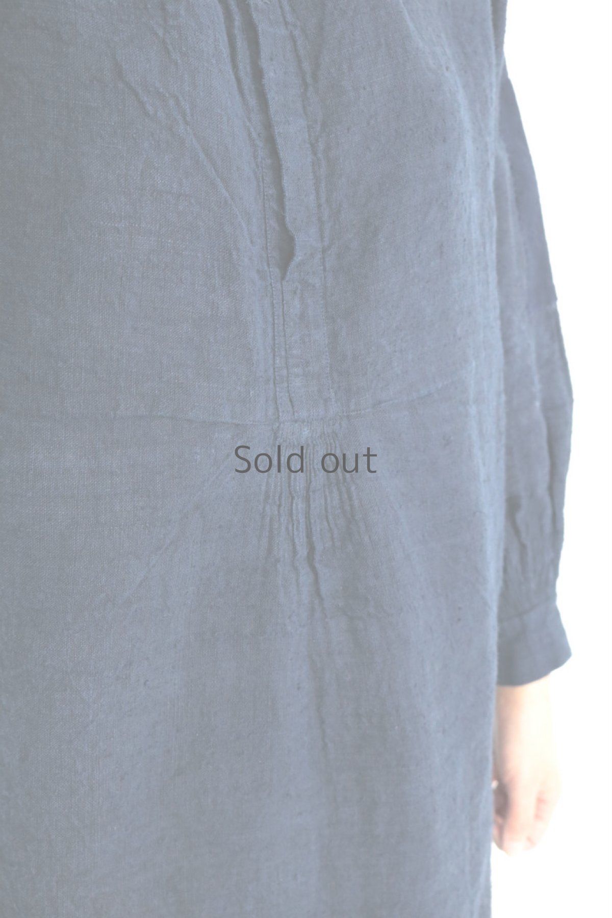 画像8: 【フランス】アンティークリネン×染　スモックワンピース（紺色/色ムラ有り) (8)