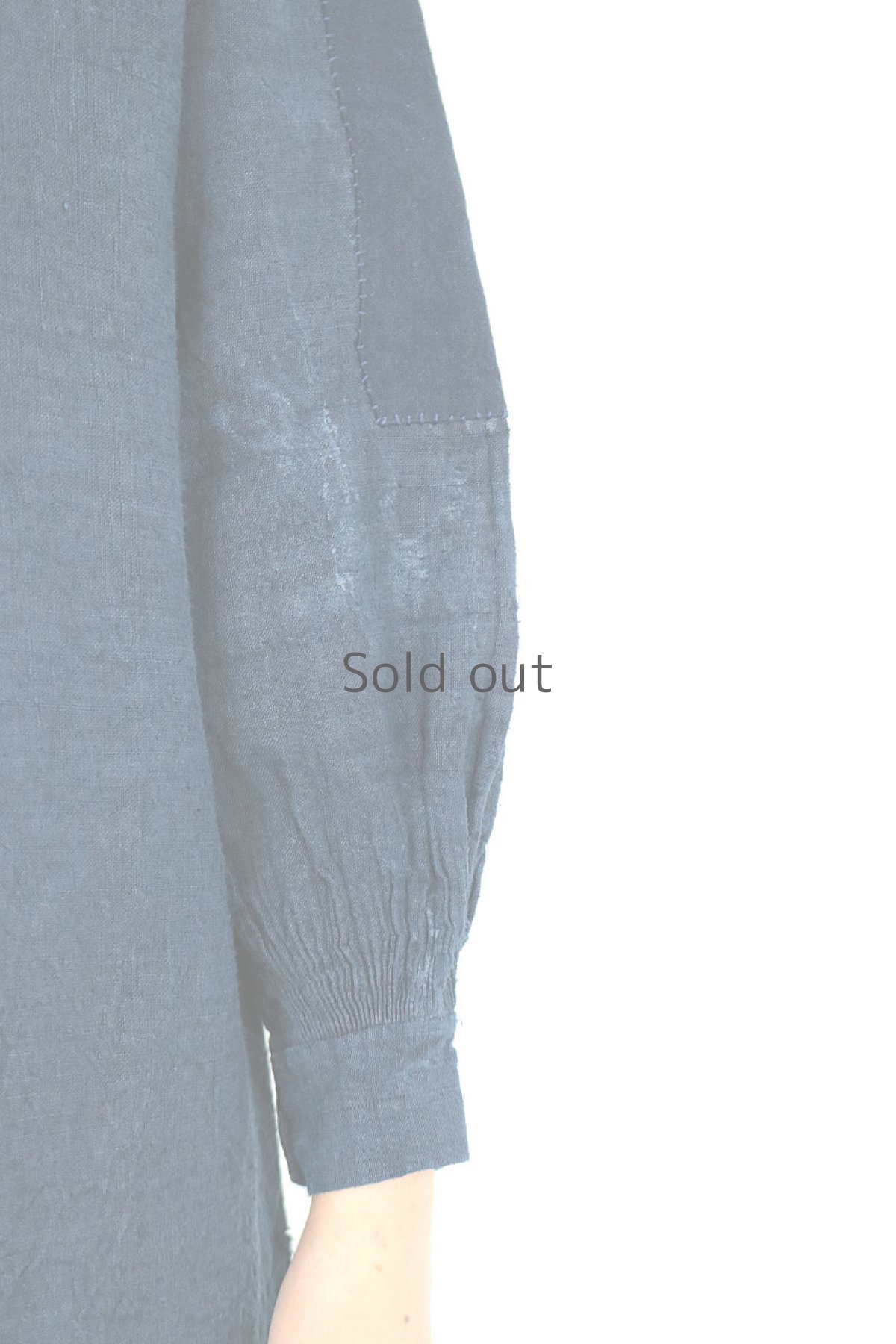 画像9: 【フランス】アンティークリネン×染　スモックワンピース（紺色/色ムラ有り) (9)