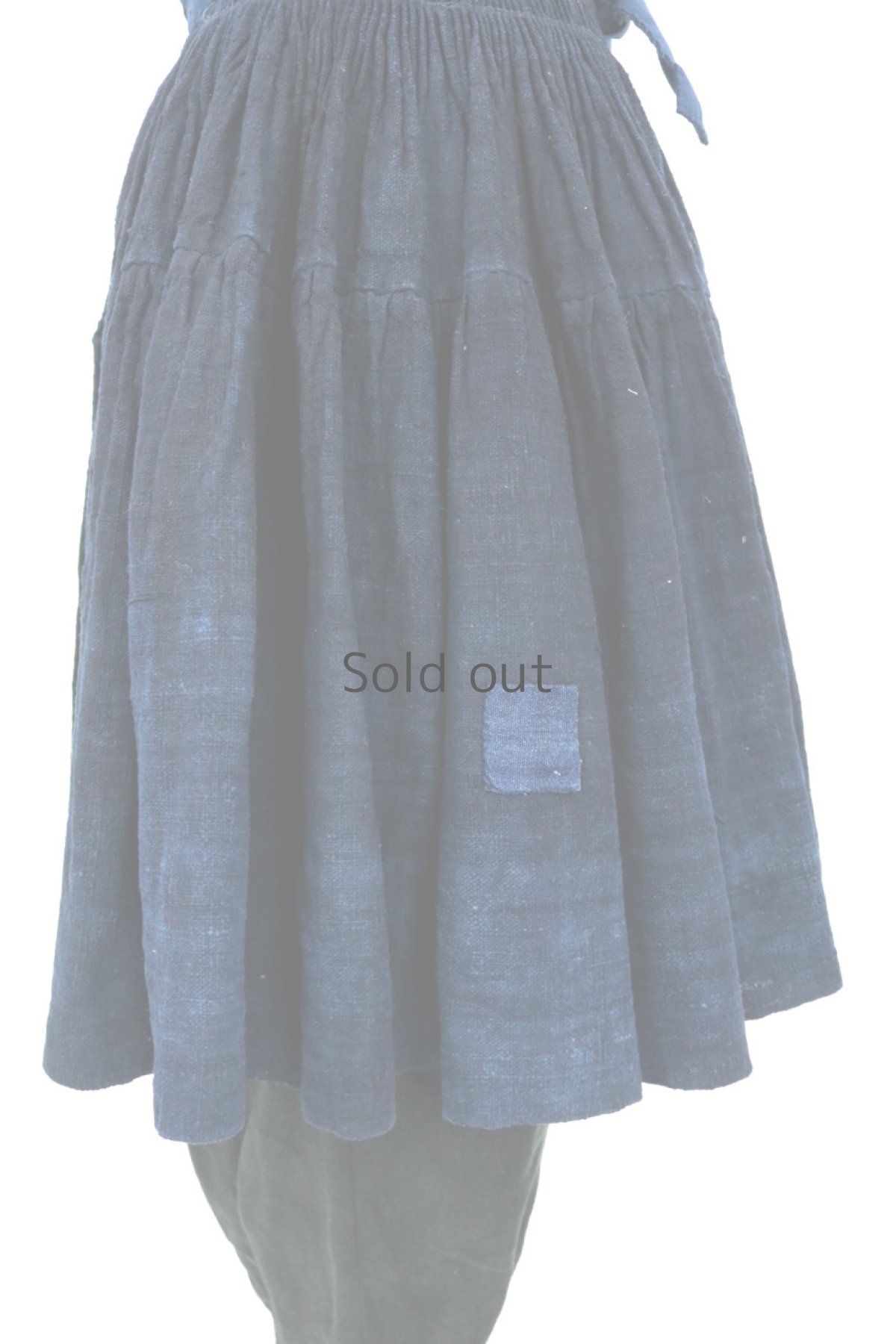 画像8: 【ベトナム】ビンテージ　ダークインディゴコットン　巻きエプロンスカート（モン族） (8)