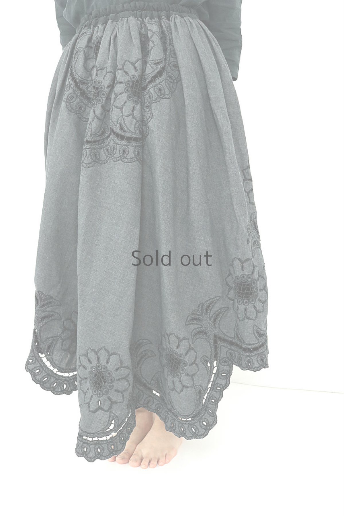 画像6: 【ササキチホ】アンティークレース×リメイク　エプロン風スカート(チャコールグレー） (6)