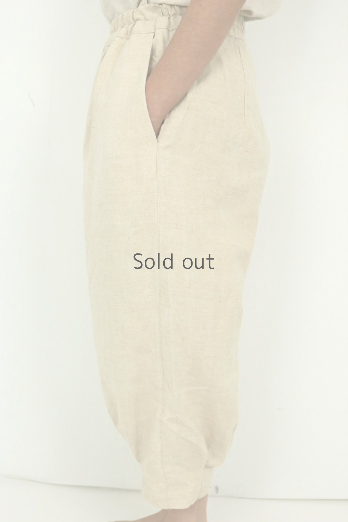 画像3: 【ササキチホ】アンティークリネン　裾タック　バレルパンツ（生成り） (3)