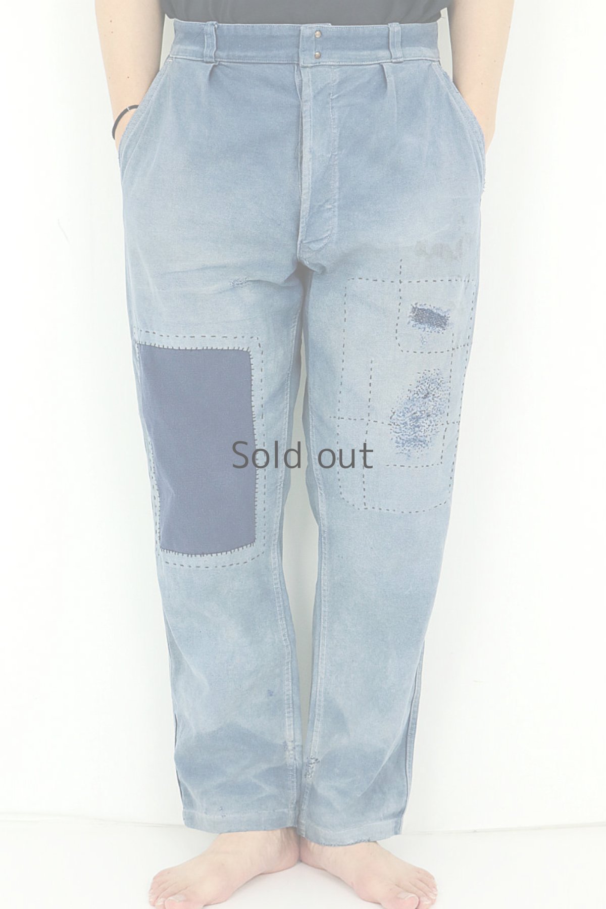 画像13: 【MITSUGU SASAKI】ビンテージ×リメイク　パッチワーク　ワークパンツ(BEAU FORT） (13)