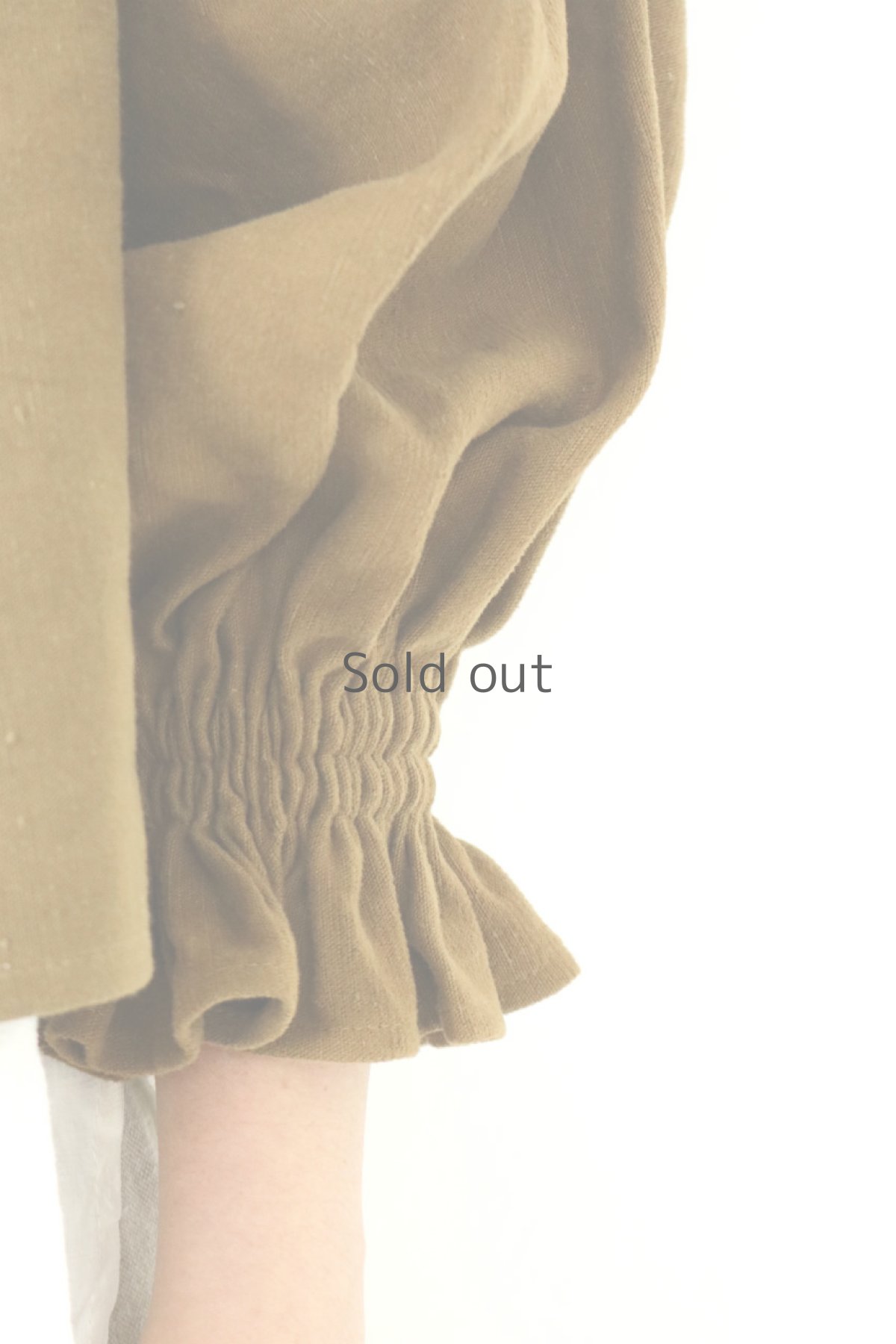 画像6: 【ササキチホ】アンティークリネン×染め　ピエロ袖　前開きブラウス（茶色） (6)