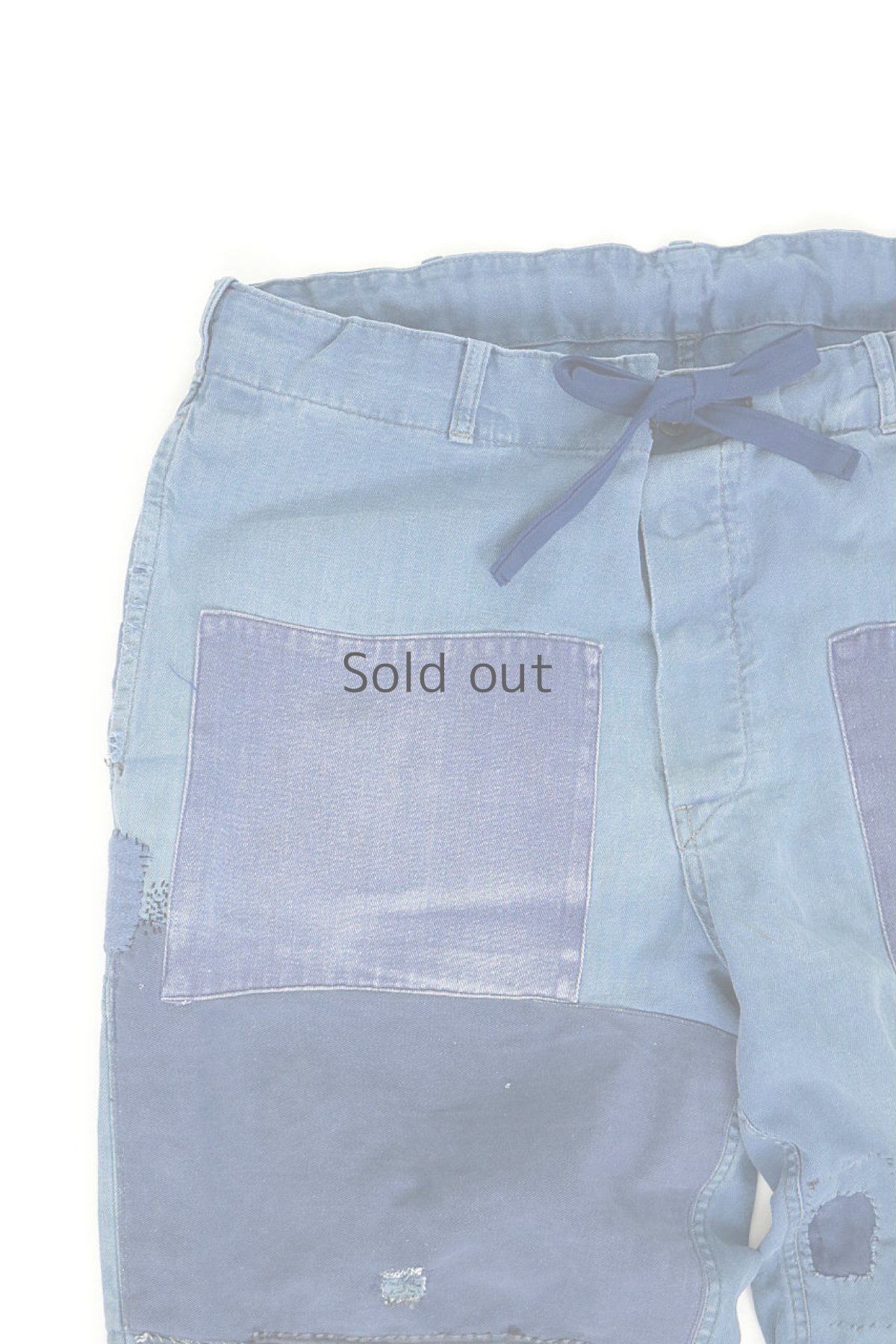 画像5: 【MITSUGU SASAKI】ビンテージ×リメイク　パッチワーク　ワークパンツ(ウエストひも） (5)