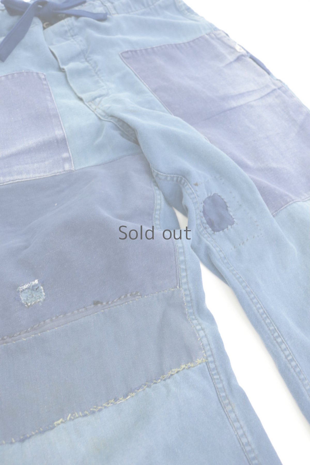 画像6: 【MITSUGU SASAKI】ビンテージ×リメイク　パッチワーク　ワークパンツ(ウエストひも） (6)