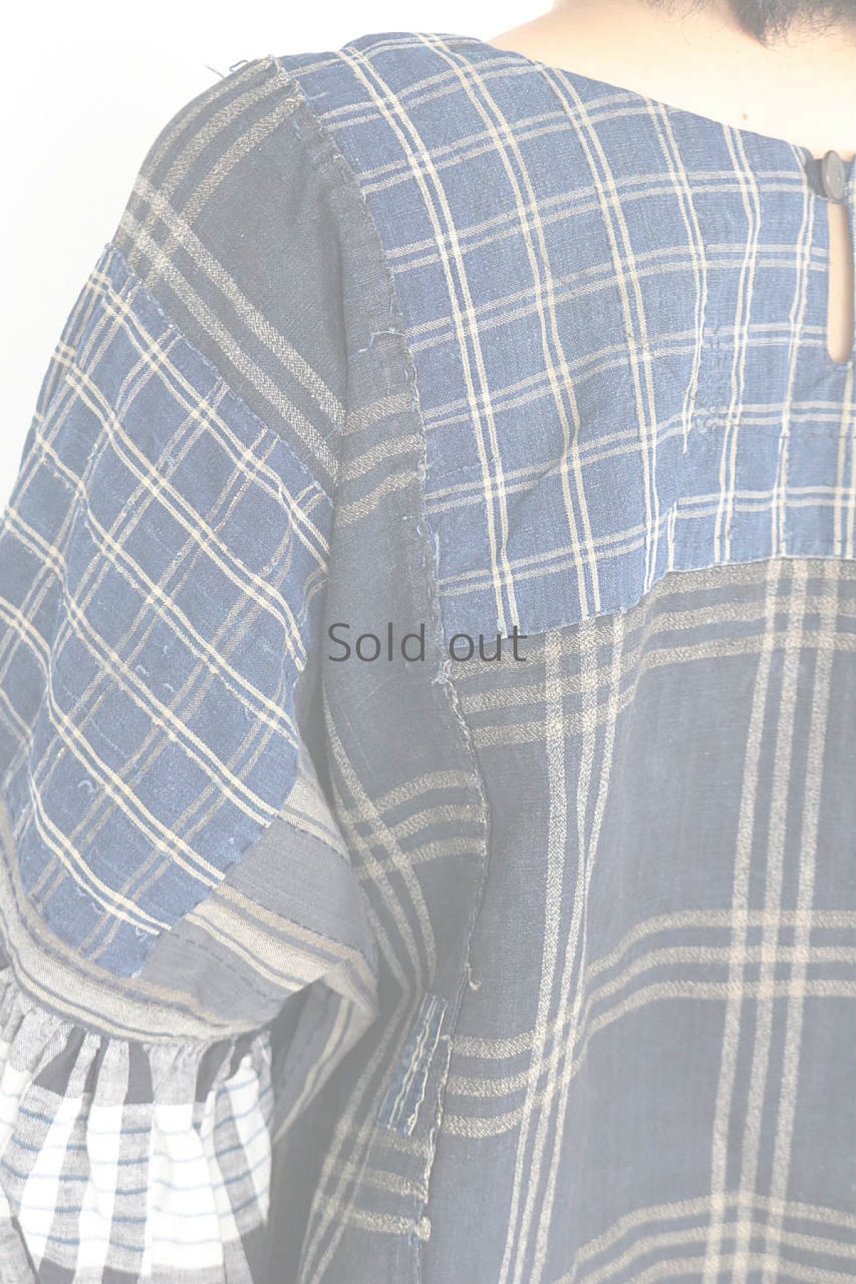 画像12: 【ササキチホ】藍染古布　パッチワーク野良着 幅広ブラウス (12)
