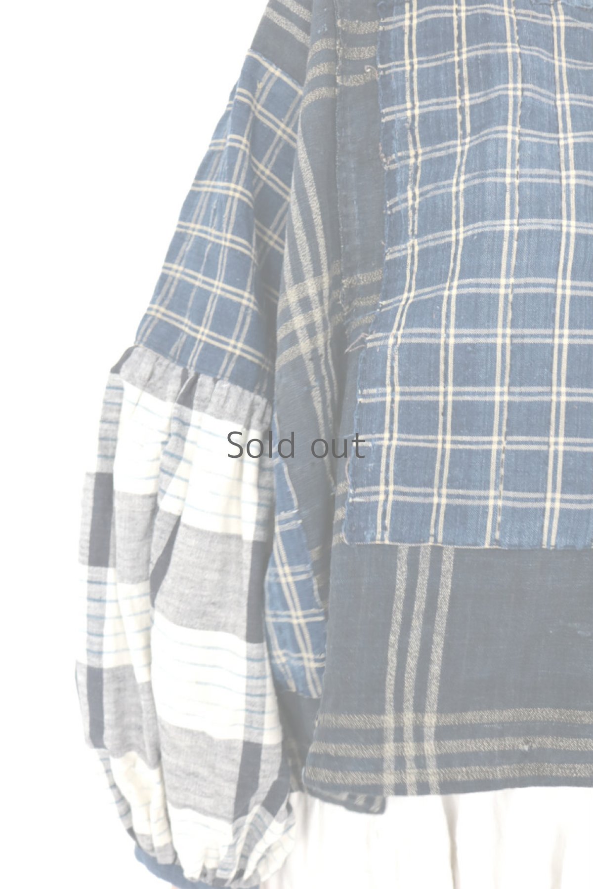 画像5: 【ササキチホ】藍染古布　パッチワーク野良着 幅広ブラウス (5)