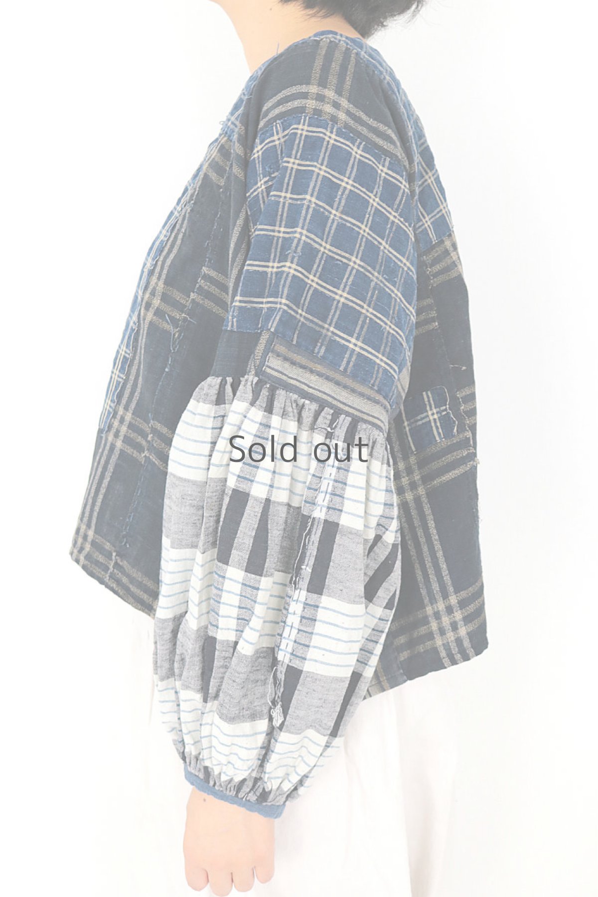 画像3: 【ササキチホ】藍染古布　パッチワーク野良着 幅広ブラウス (3)