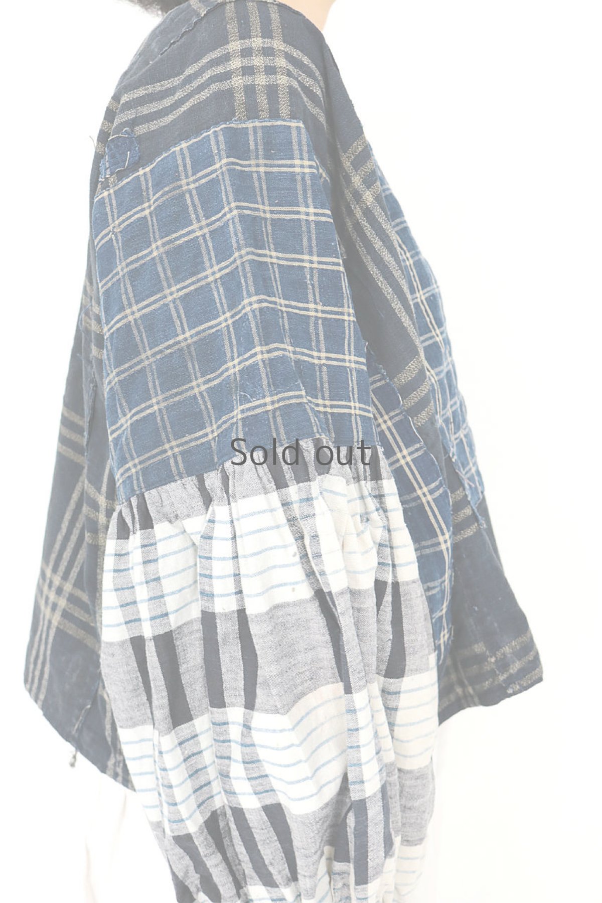 画像10: 【ササキチホ】藍染古布　パッチワーク野良着 幅広ブラウス (10)