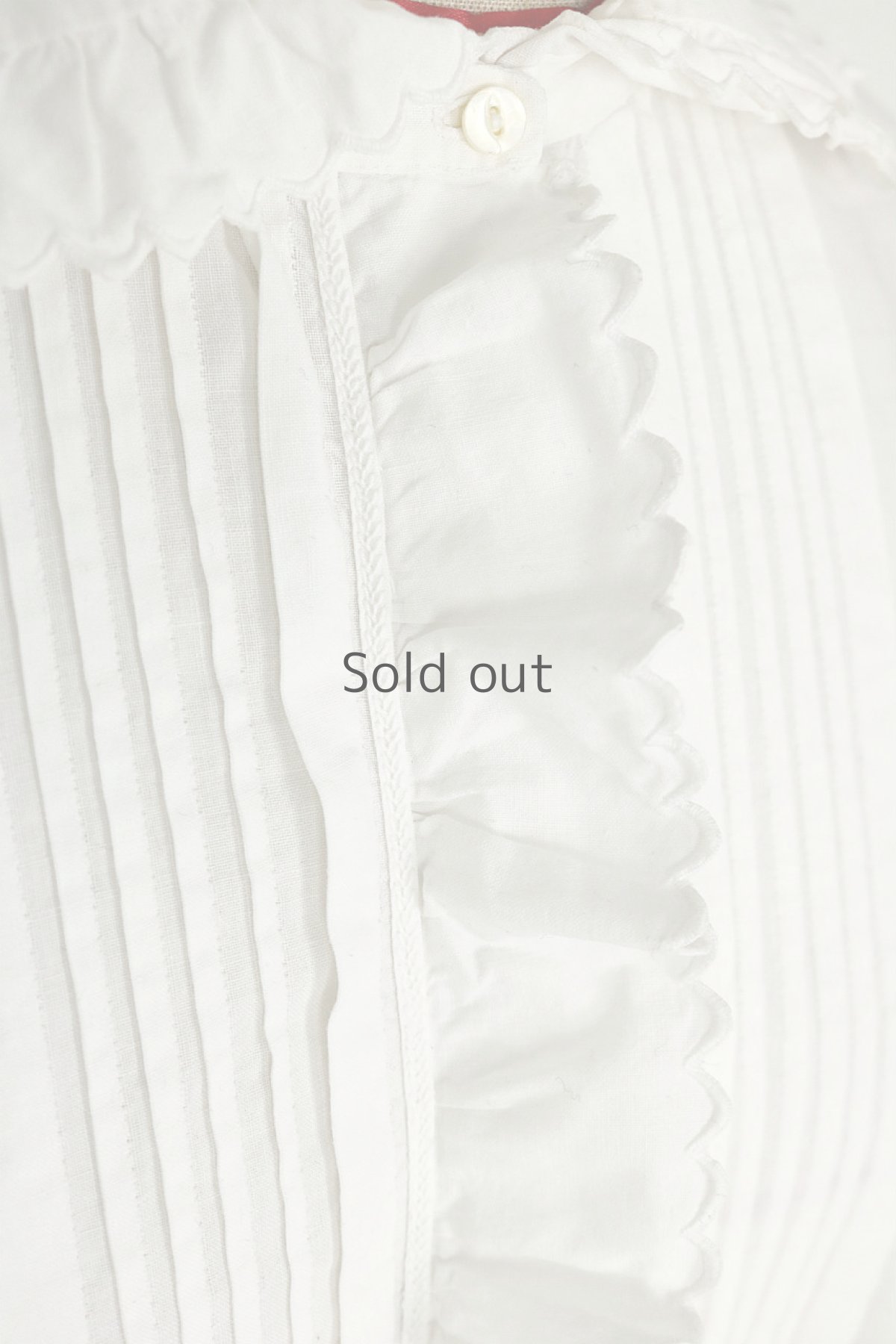 画像6: 【フランス】アンティークコットン　フリルレース　長袖ロングワンピース（白/リペアあり） (6)