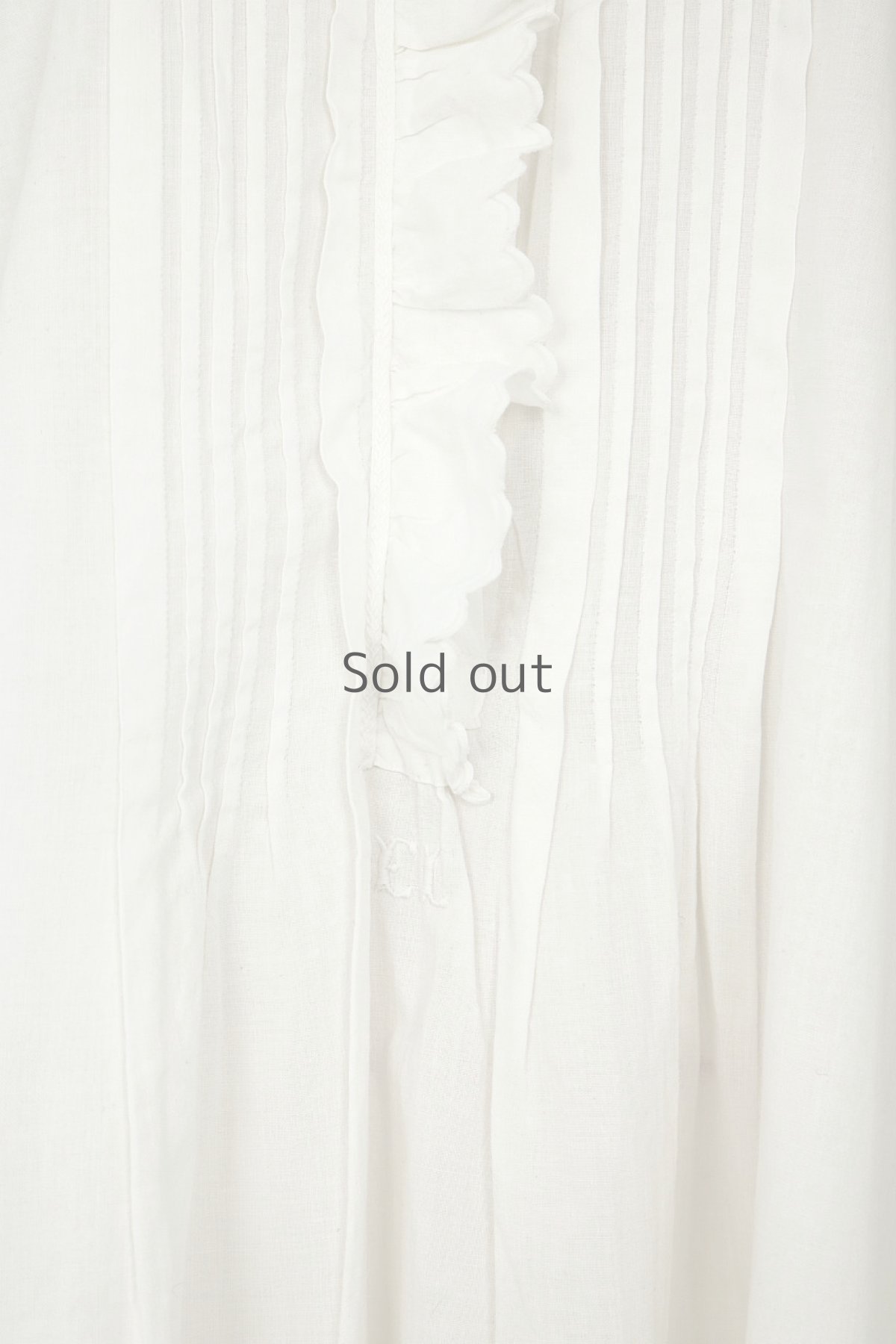 画像7: 【フランス】アンティークコットン　フリルレース　長袖ロングワンピース（白/リペアあり） (7)