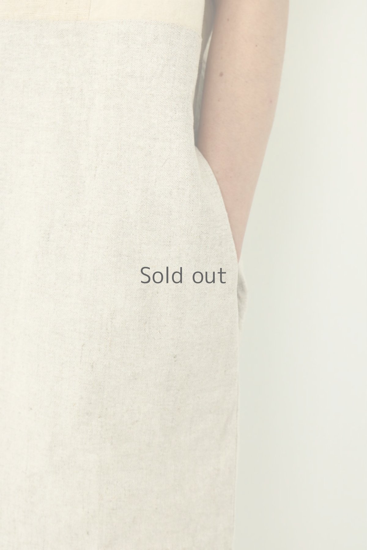 画像7: 【ササキチホ】アンティークリネン×古布　カタヒダ　四角ワンピース（生成り） (7)