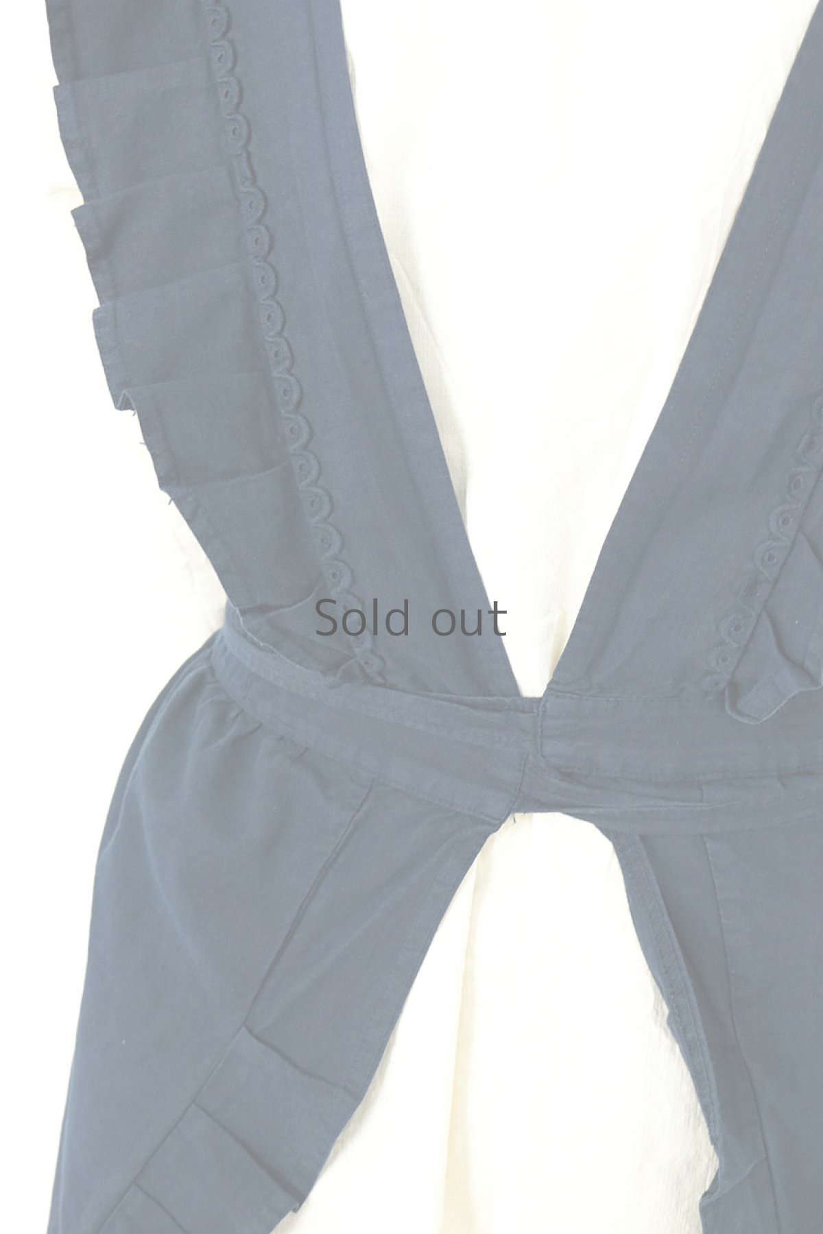 画像10: 【ドイツ】アンティークコットン×染め 　フリルロングエプロン（紺色） (10)