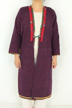 画像2: 【ブルガリア】アンティーク　伝統民族衣装のコート（エンジのストライプ） (2)
