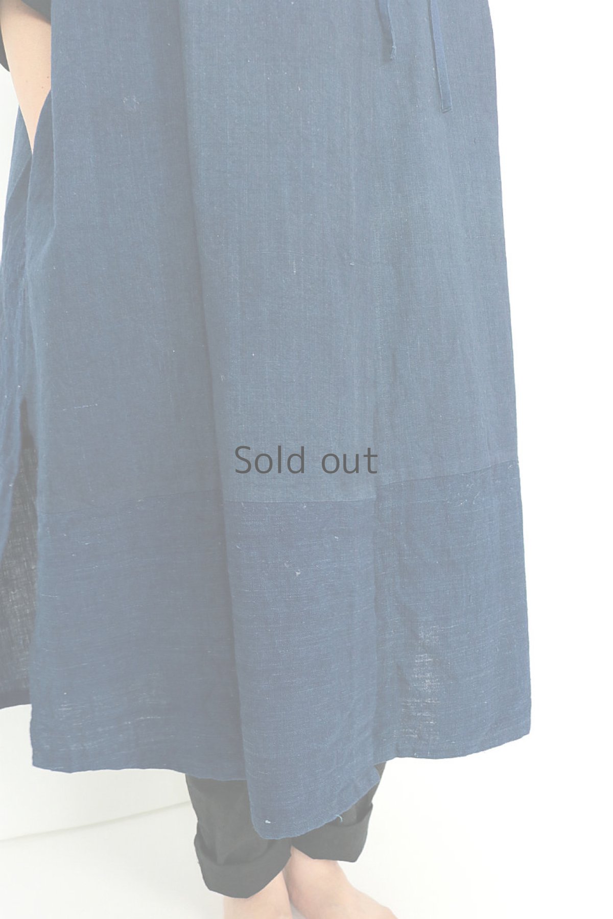 画像6: 【ササキチホ】藍染古布 　フォークロア　ソデナシ　ガウン（濃い藍） (6)