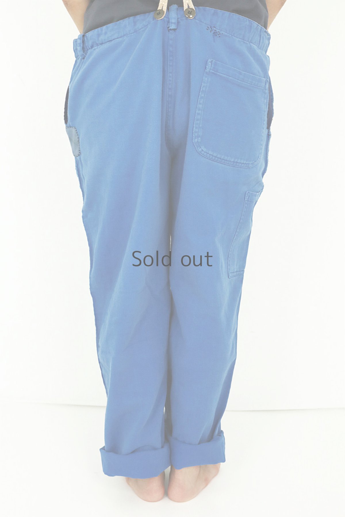 画像4: 【MITSUGU SASAKI】ビンテージ×リメイク　パッチワーク　ワークパンツ(サスペンダー付き） (4)