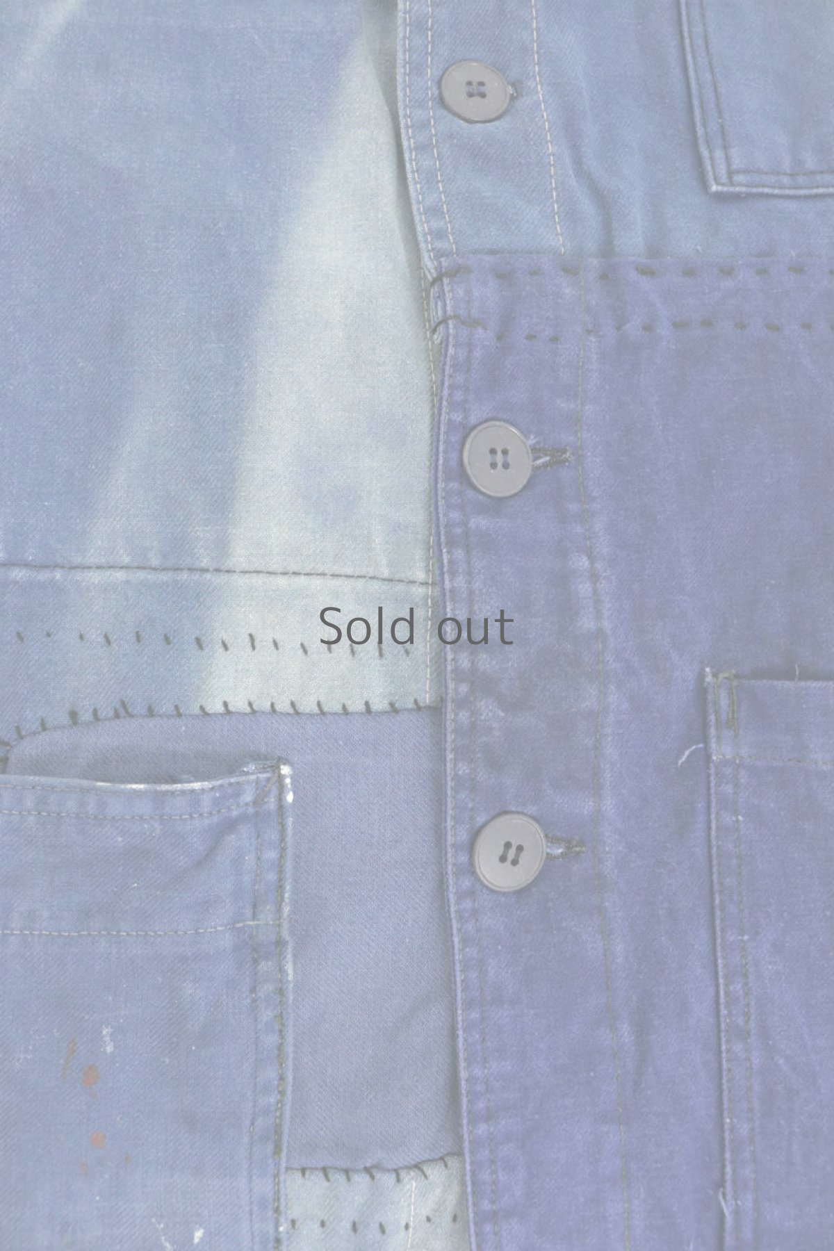 画像7: 【MITSUGU SASAKI】ビンテージリメイク　パッチワーク　ワークジャケット（色落ち） (7)