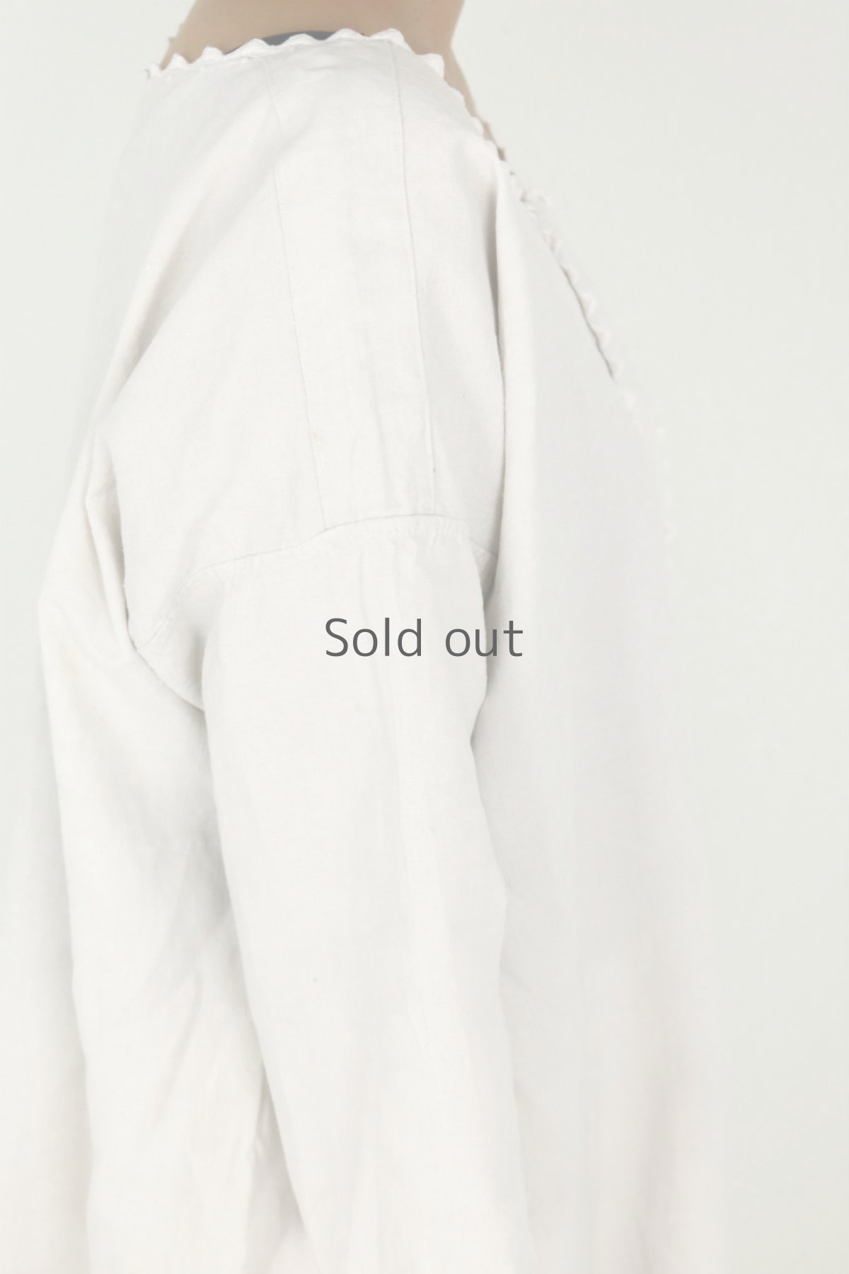 画像8: 【フランス】アンティークリネン　ヘンリーネックワンピース（白） (8)