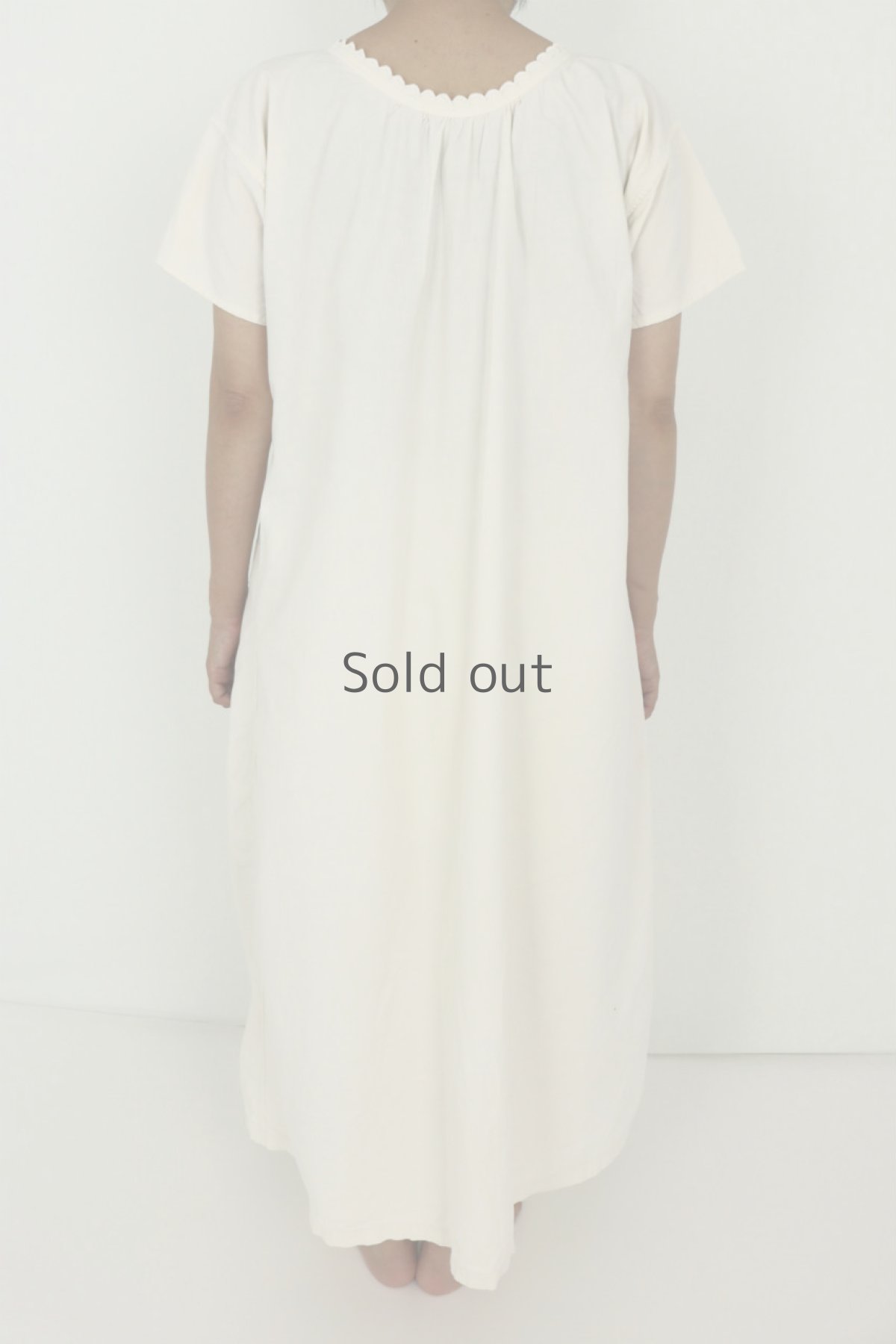 画像4: 【フランス】アンティークコットン ヘンリーネックロングワンピース（白） (4)