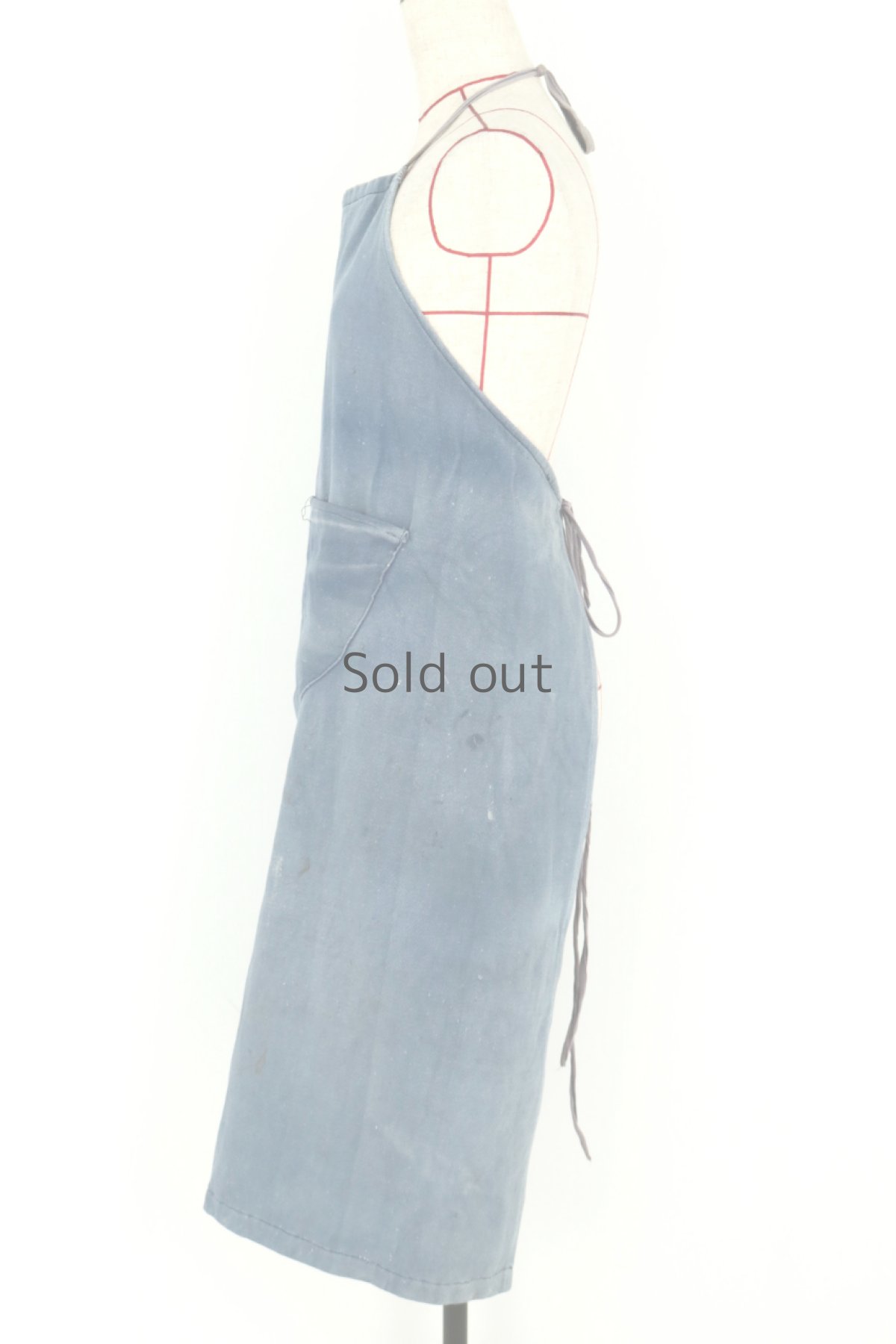 画像8: 【フランス】ビンテージ　モールスキン　ワークエプロン（ポケット付き） (8)