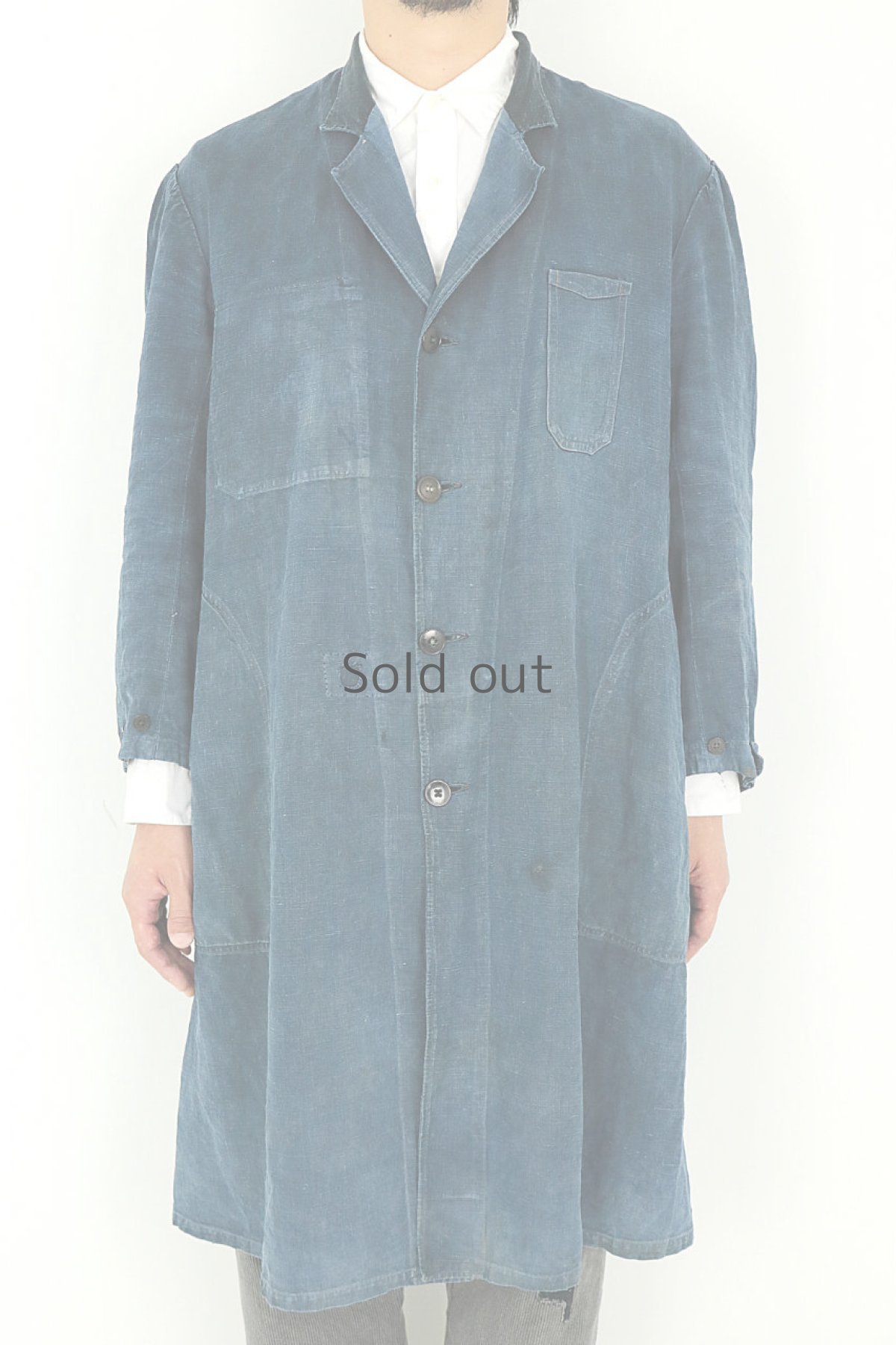 画像2: 【フランス】20世紀初頭　インディゴリネン ワークコート（AUX AILES） (2)