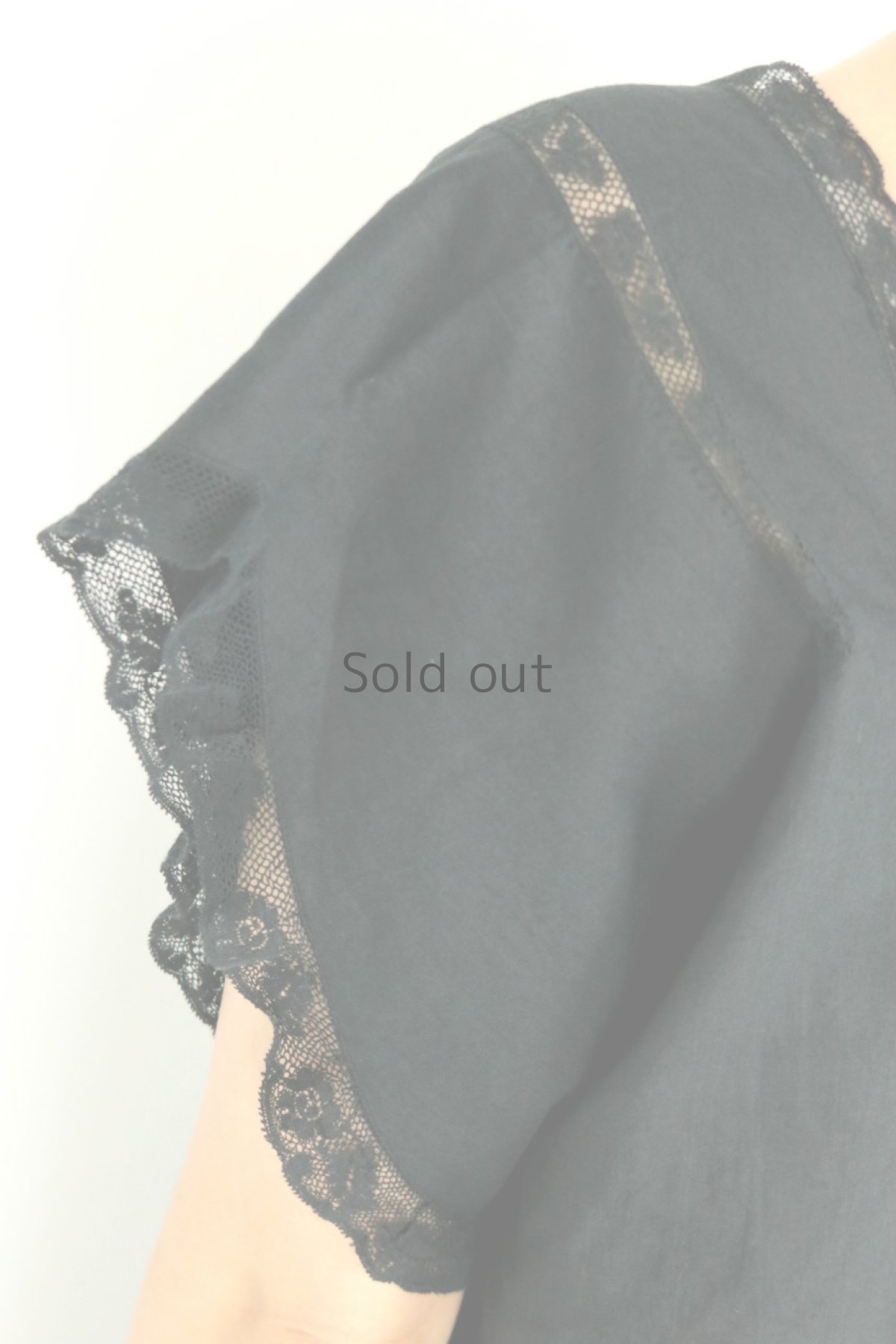 画像10: 【フランス】アンティークコットン×染　繊細なレースのワンピース（黒色） (10)