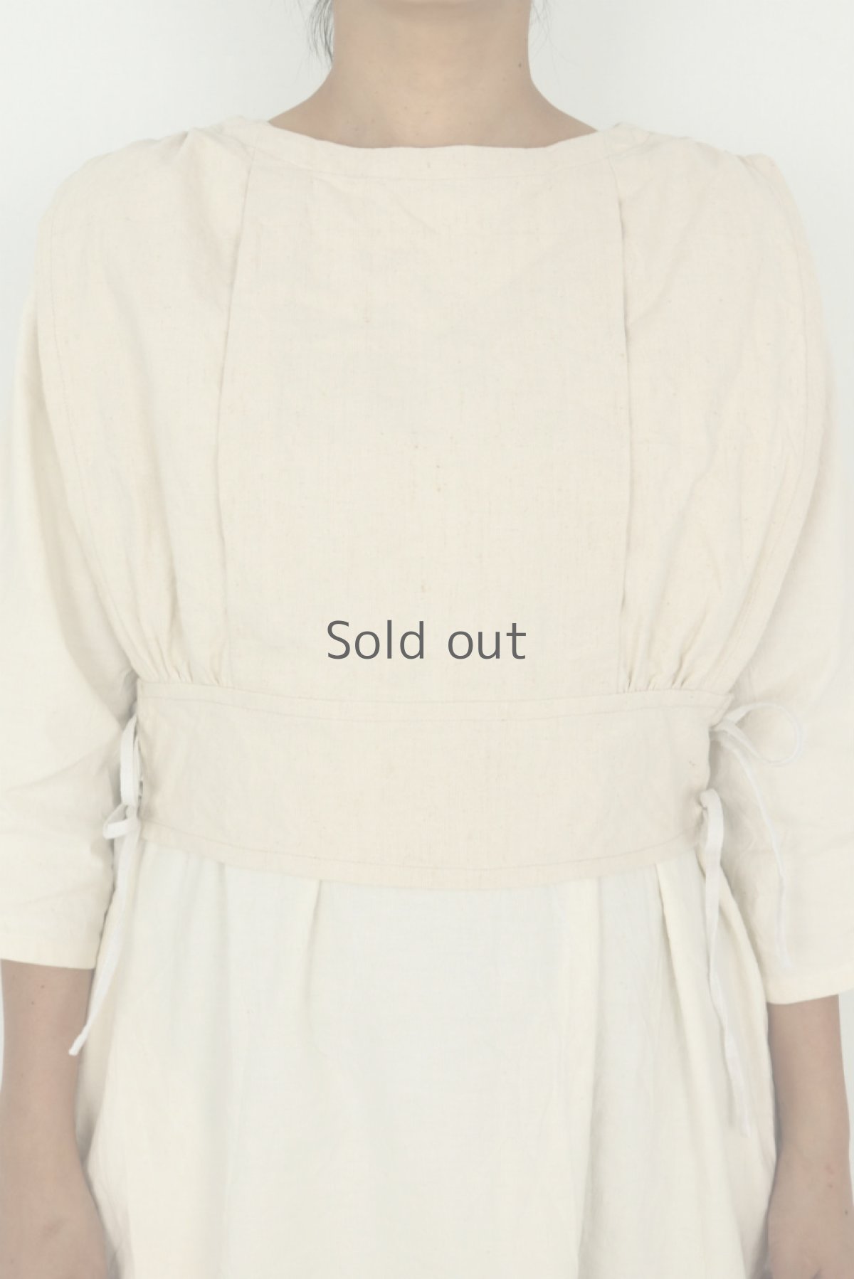 画像2: 【ササキチホ】アンティークリネン　タックギャザー　ノースリーブブラウス（O型/白） (2)