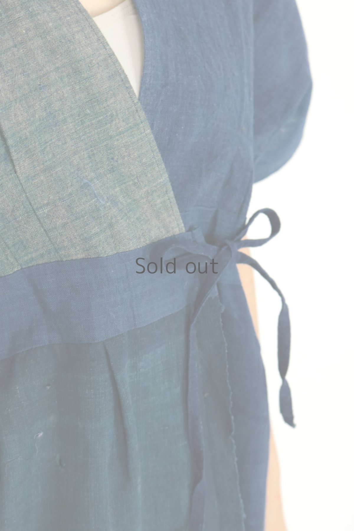 画像7: 【ササキチホ】藍染古布 　チマチョゴリ風 巻きガウン（藍とウコン） (7)