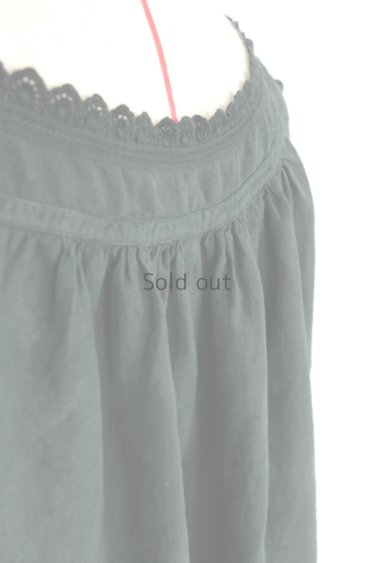 画像16: 【ドイツ】アンティークリネン×染　ノースリーブ　装飾レース　ロングワンピース（黒） (16)