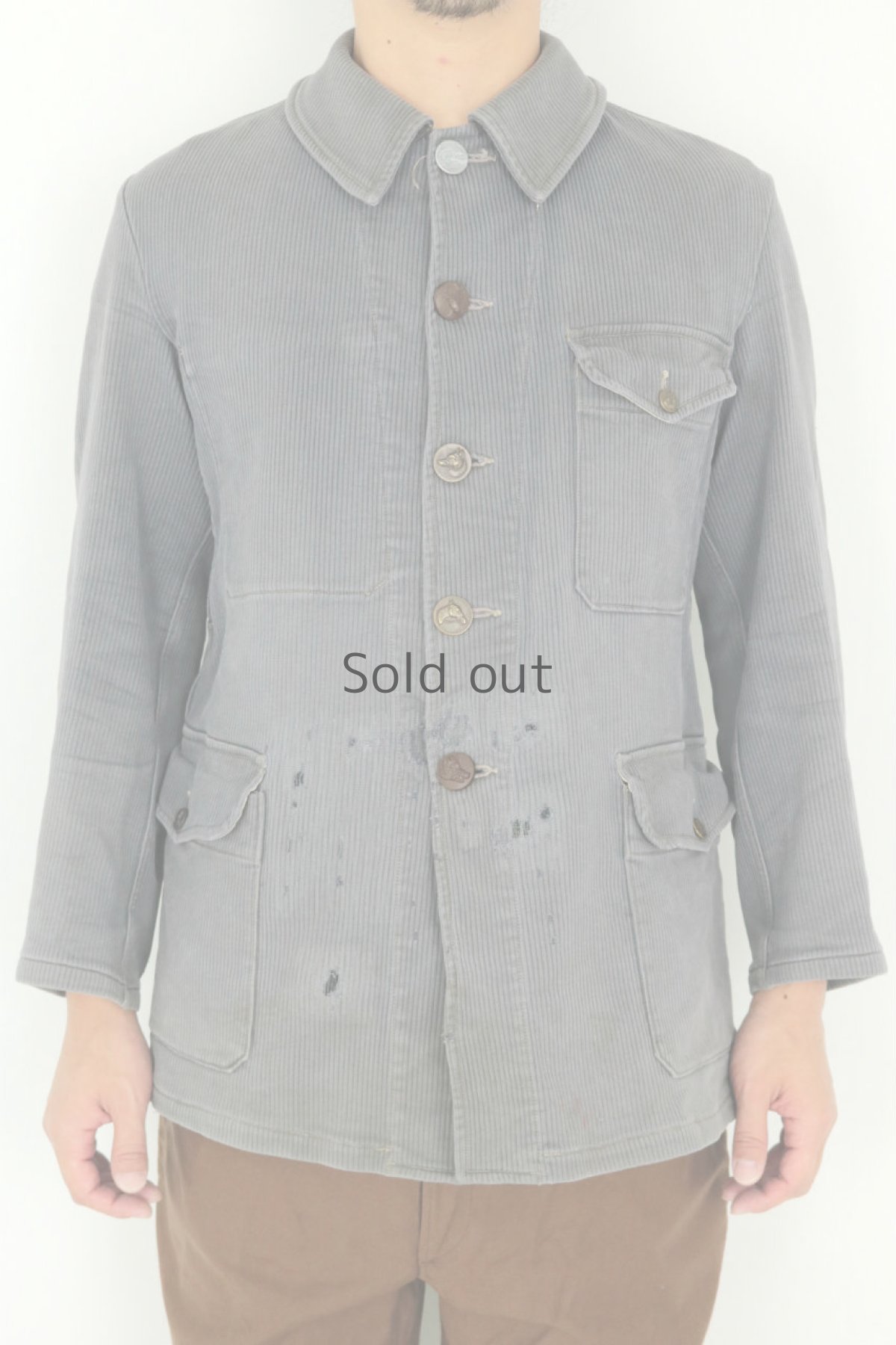 画像2: 【フランス】1950年代頃のコットンピケ　動物ボタンハンティングジャケット（Adolphe Lafont） (2)