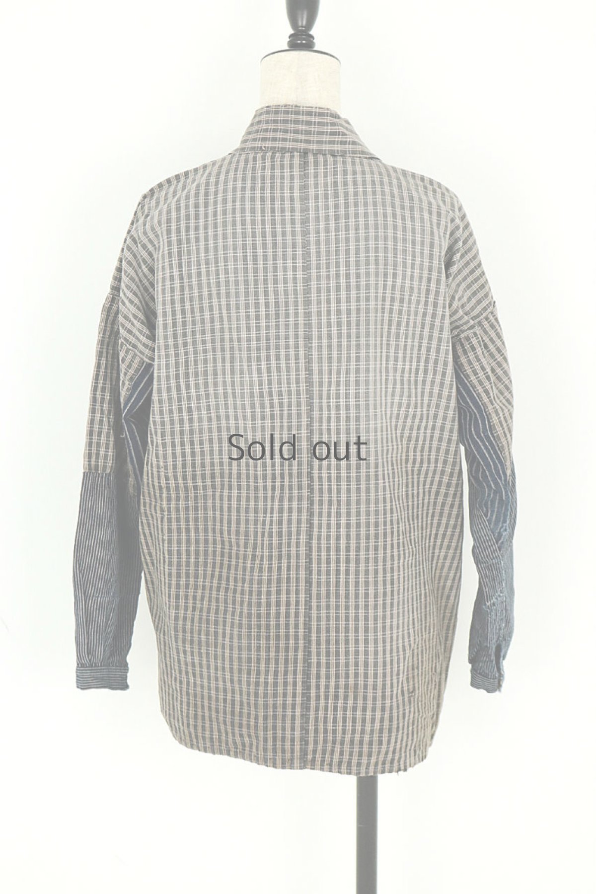 画像4: 【日本】古布　野良着ジャケット(格子柄) (4)