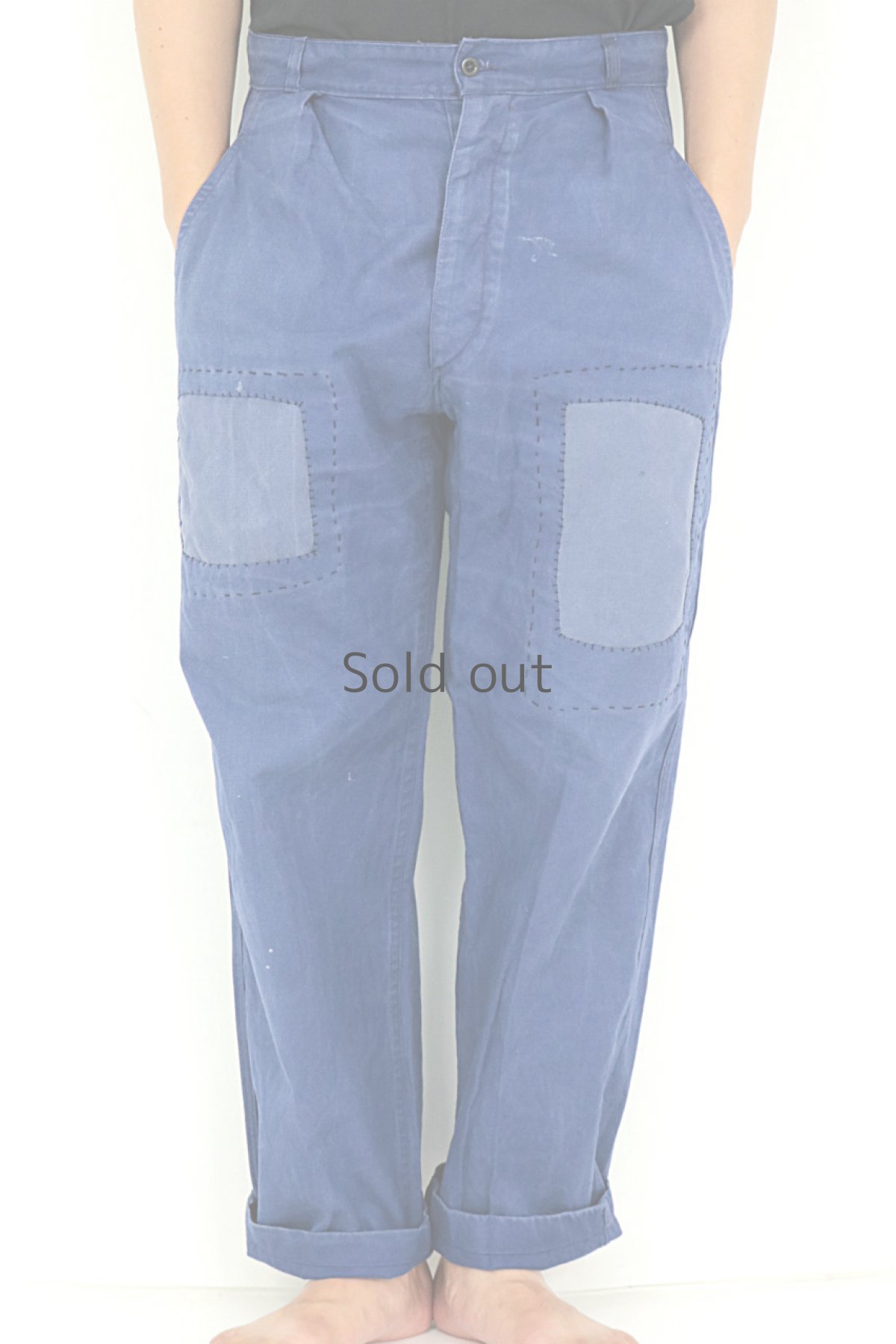 画像2: 【MITSUGU SASAKI】ビンテージ×リメイク　シンプルなパッチワーク　ワークパンツ (2)