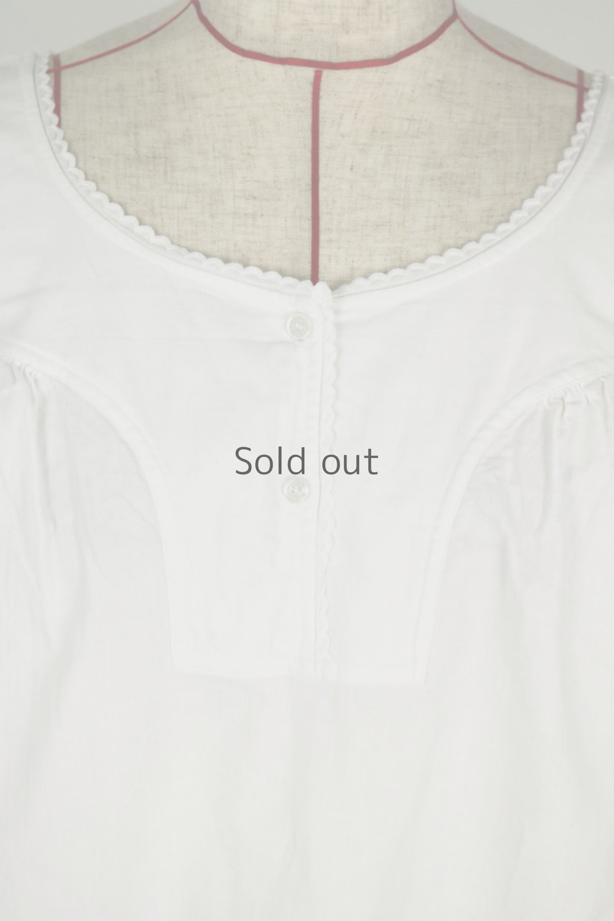 画像3: 【ドイツ】アンティークコットン　ヘンリーネック　ワンピース（白/裏起毛） (3)