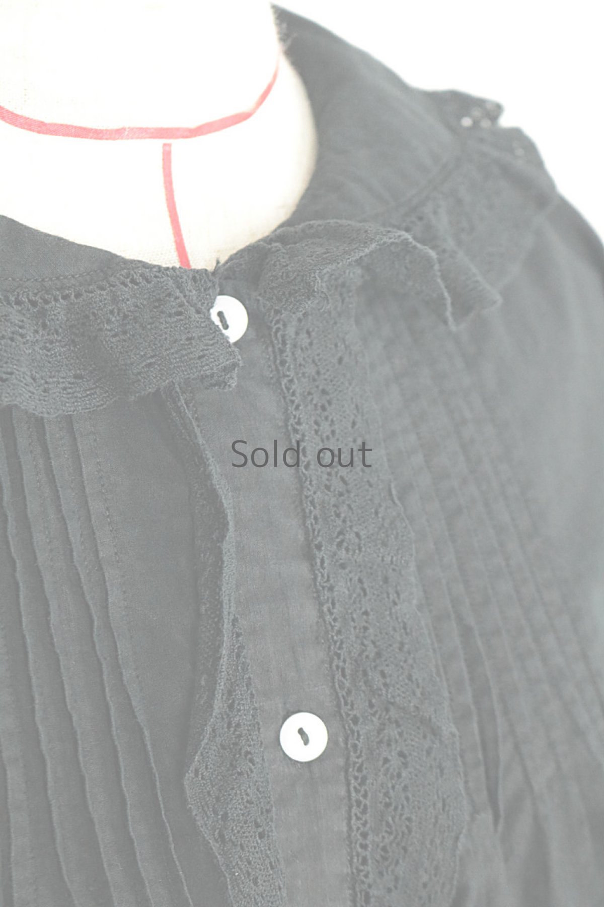 画像5: 【フランス】アンティークコットン×染め　クラシックレースブラウス(/黒/幅広) (5)